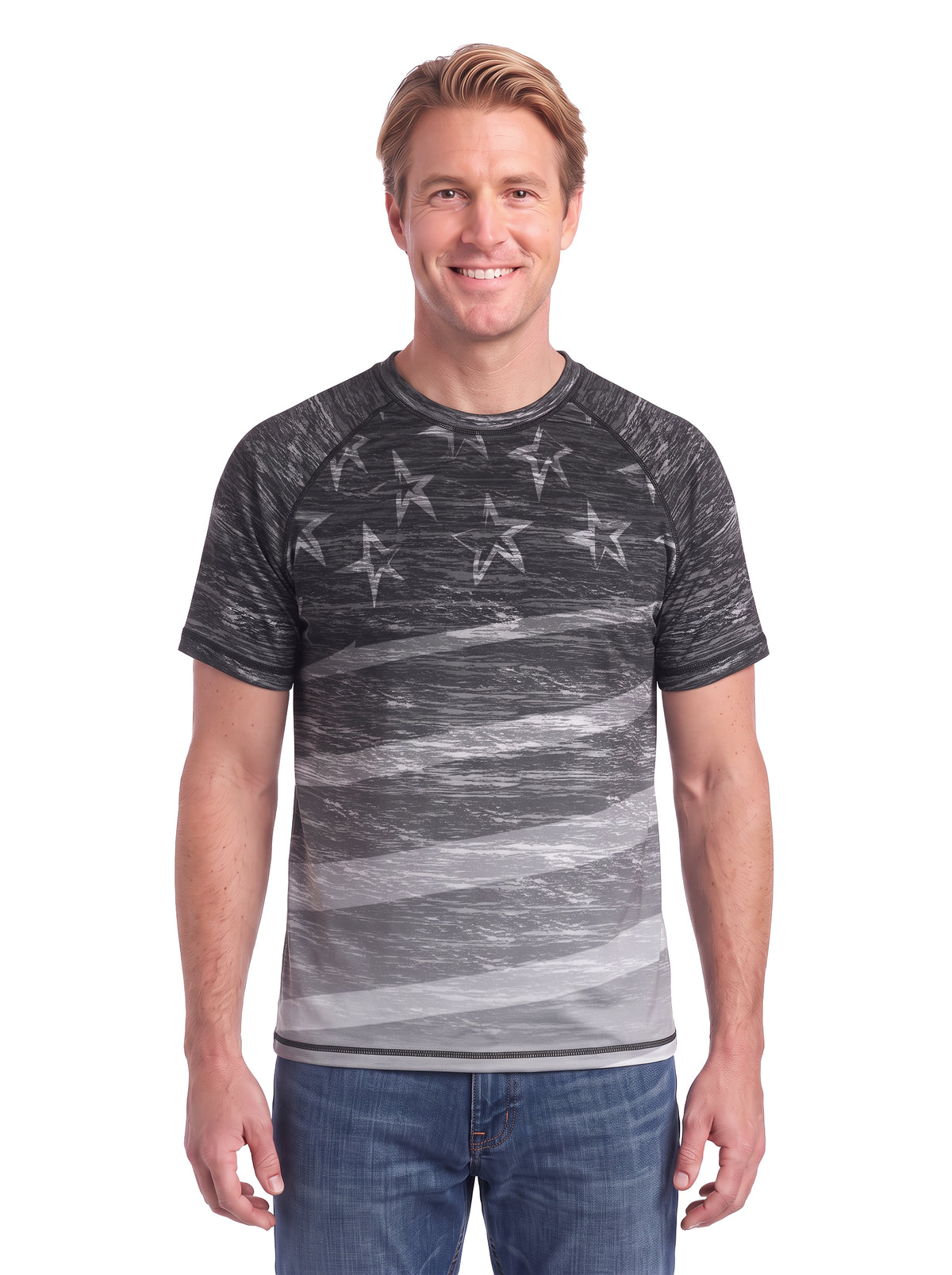 1022-SPP Men's Patriotic Flag Print Tee