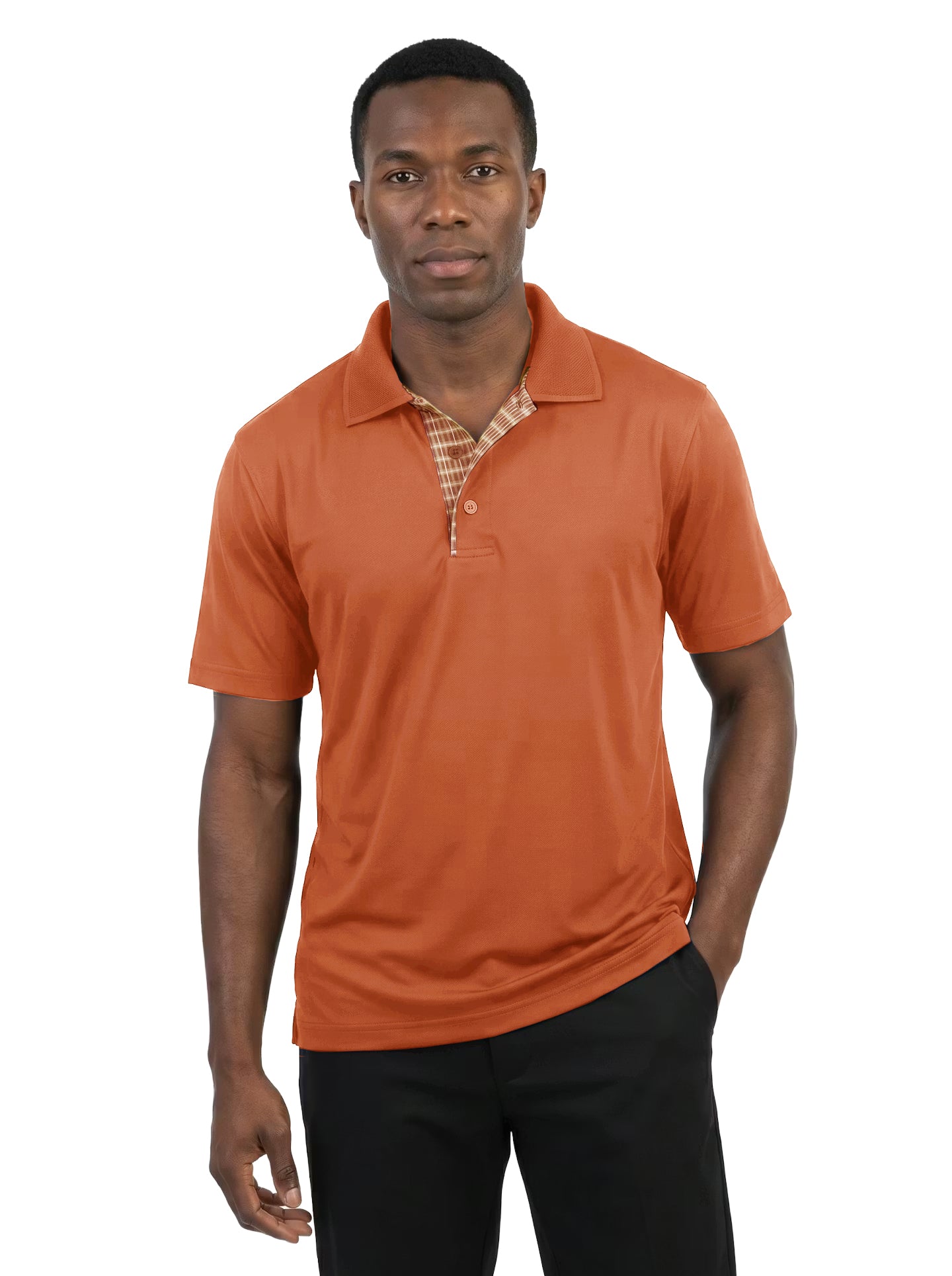1345-AQD Men's Aqua-Dry Plaid Placket Polo