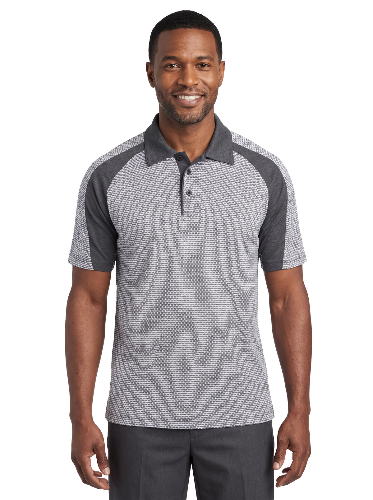 1363-WJK Men's Waffle Jacquard with Tiger Stripe Jersey Polo