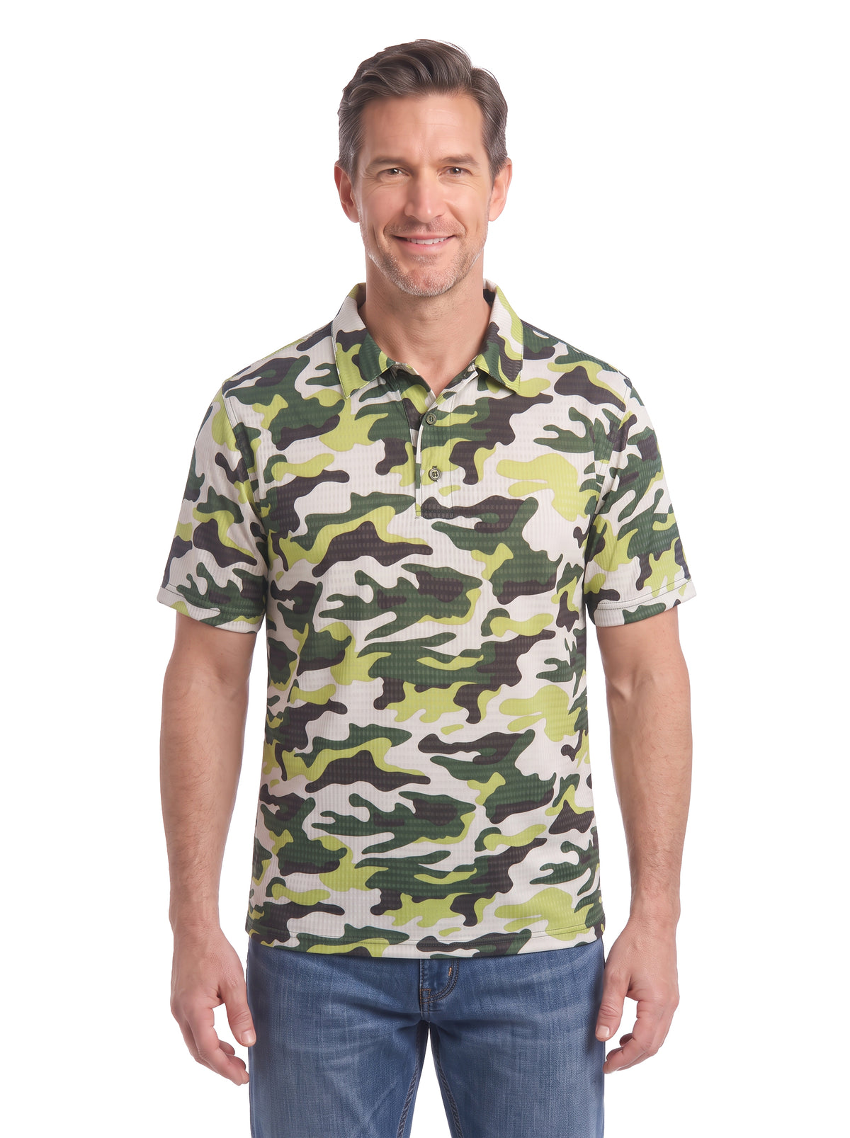 1373-SPP Men's Camouflage Print Polo