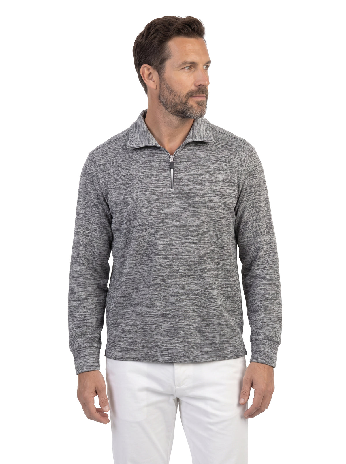 1412-SDJ Men's Space Dyed Jersey Long Sleeve 1/4 Zip Pullover Shirt