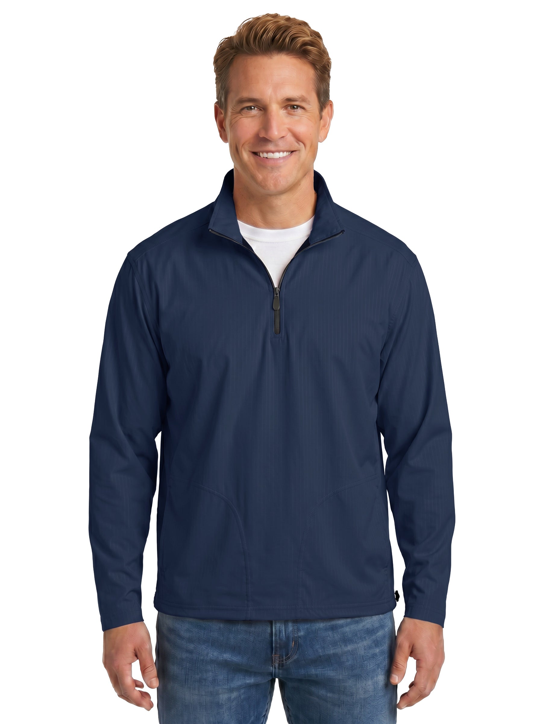 1419-BDJ Men's Bonded Jersey ¼ Zip Wind Shirt