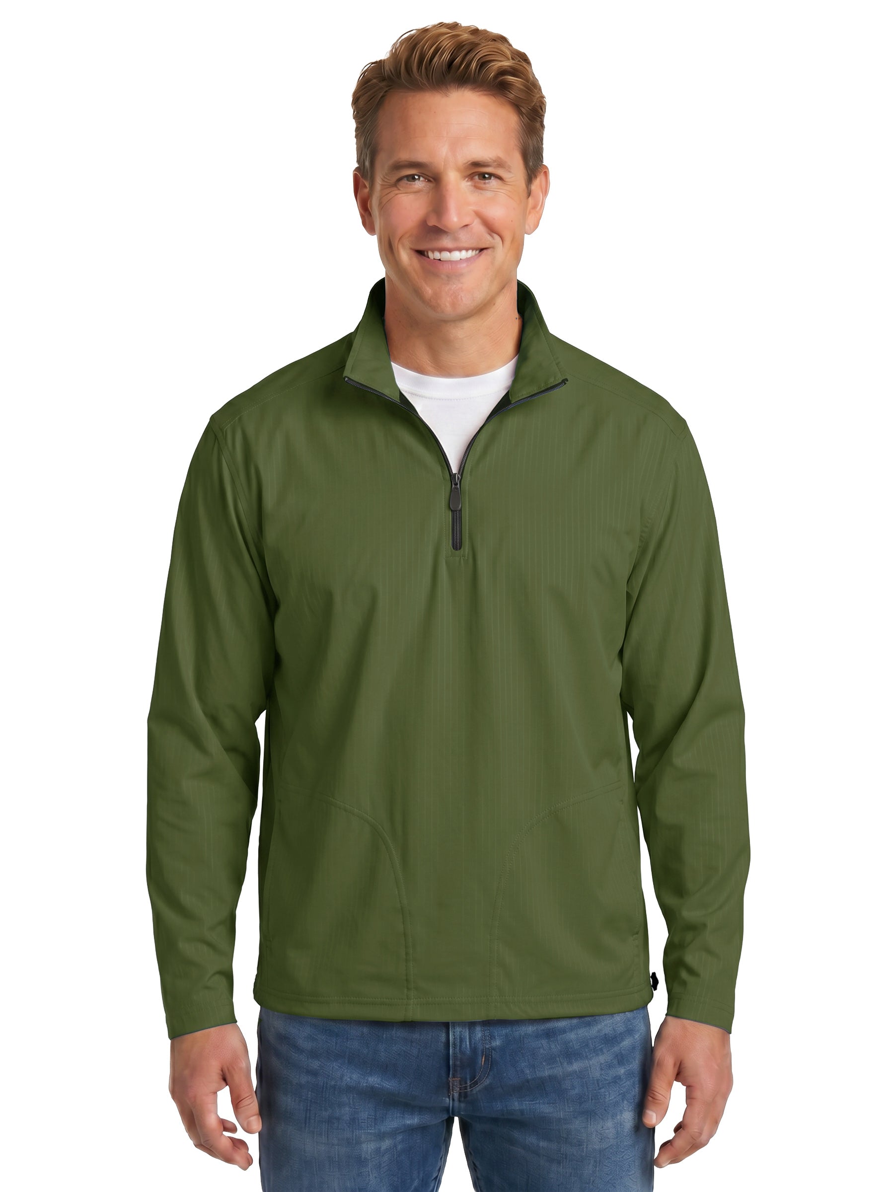1419-BDJ Men's Bonded Jersey ¼ Zip Wind Shirt