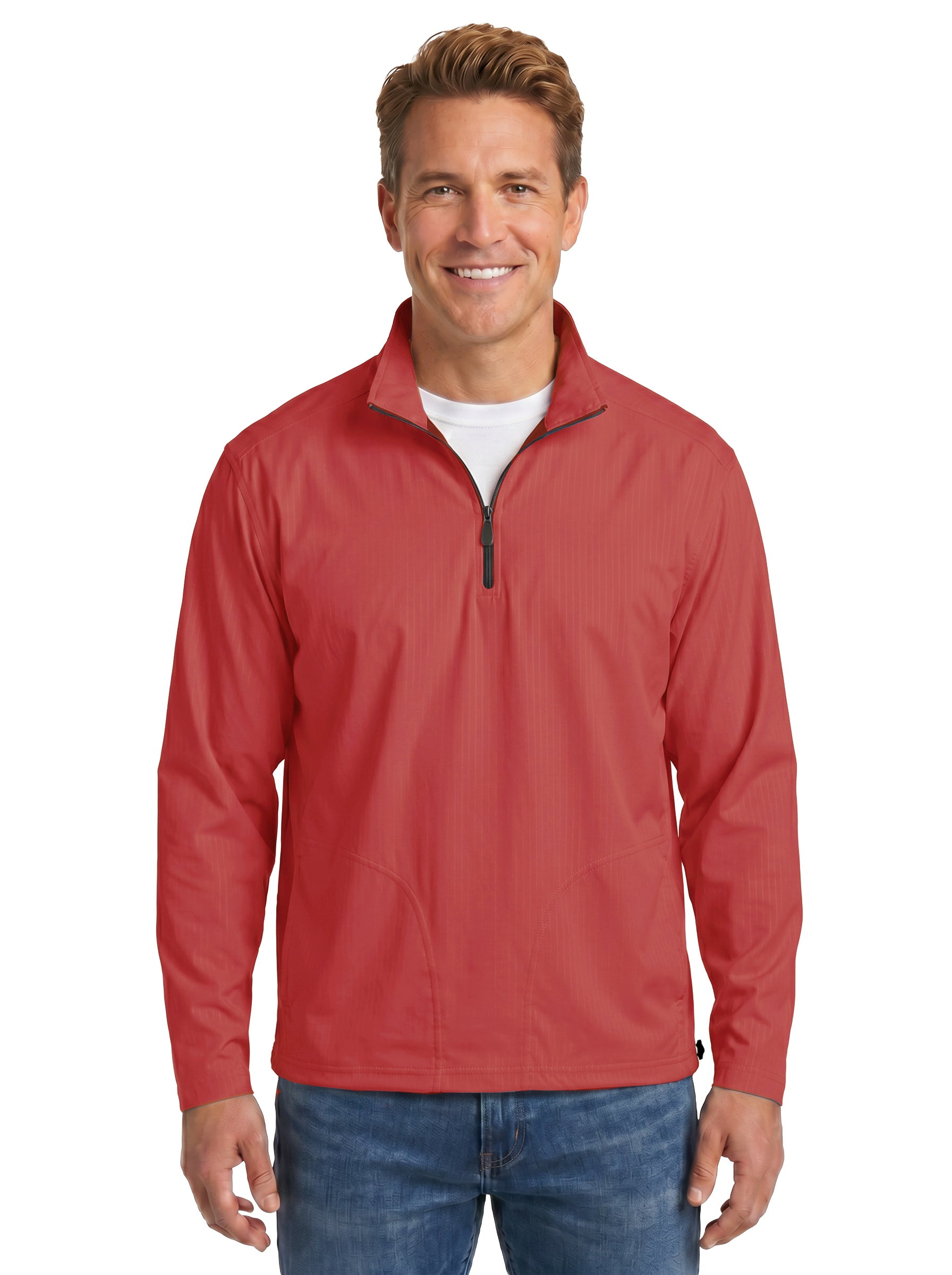 1419-BDJ Men's Bonded Jersey ¼ Zip Wind Shirt