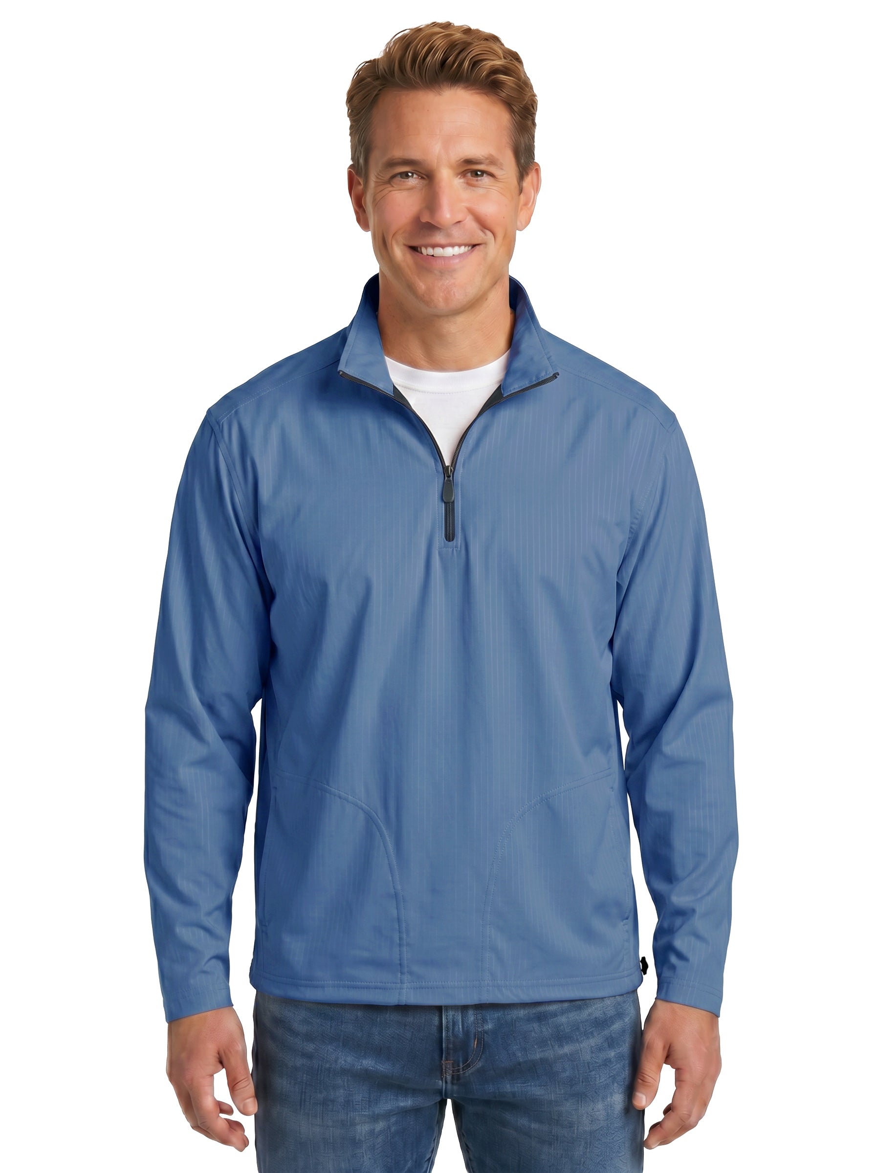 1419-BDJ Men's Bonded Jersey ¼ Zip Wind Shirt
