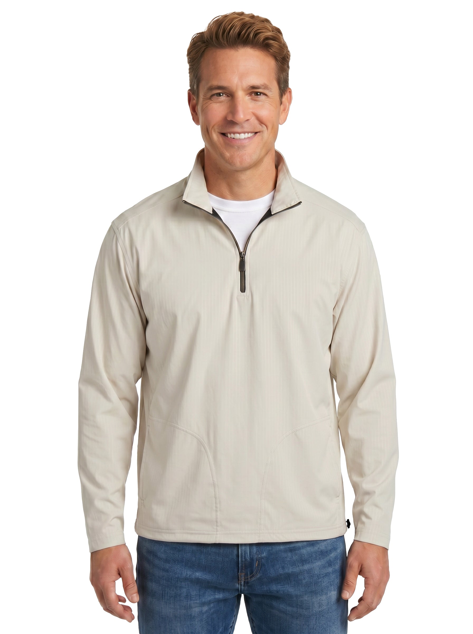 1419-BDJ Men's Bonded Jersey ¼ Zip Wind Shirt