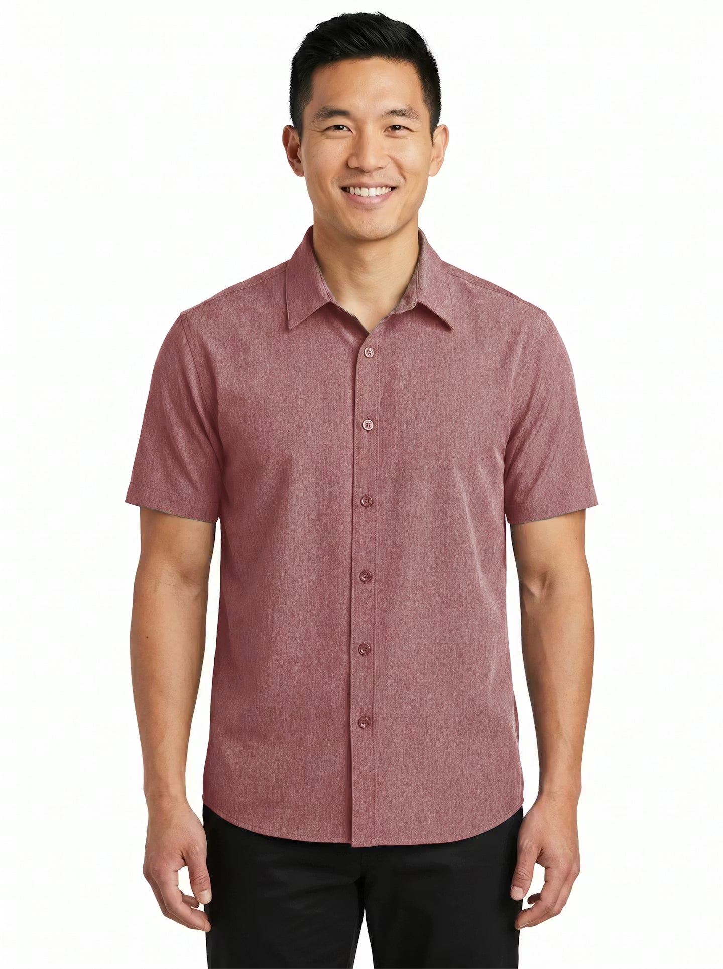 1612-CBS Men's Chambray Short Sleeve Dress Shirt