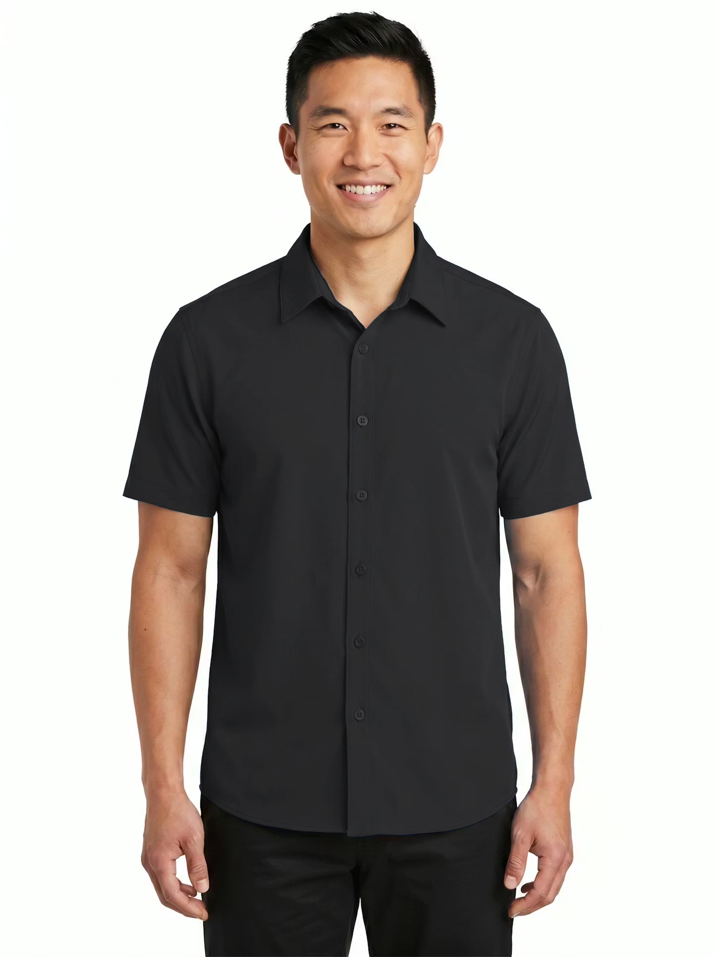 1612-CBS Men's Chambray Short Sleeve Dress Shirt