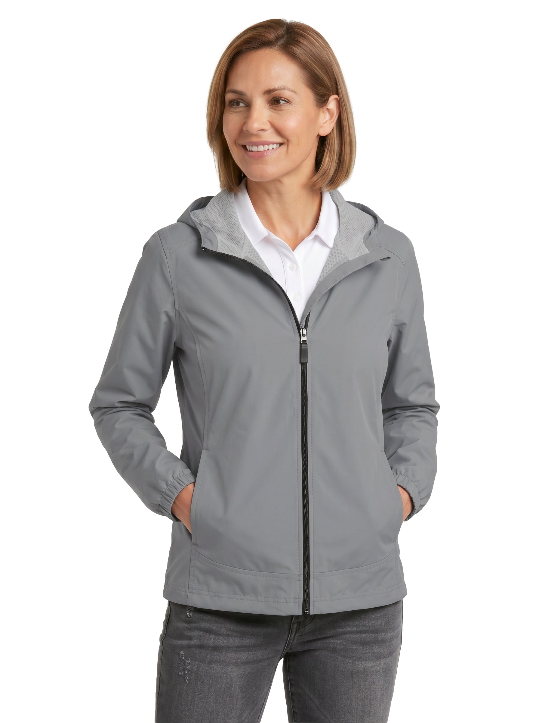 306-WBK Women's Full Zip Hooded Wind Jacket