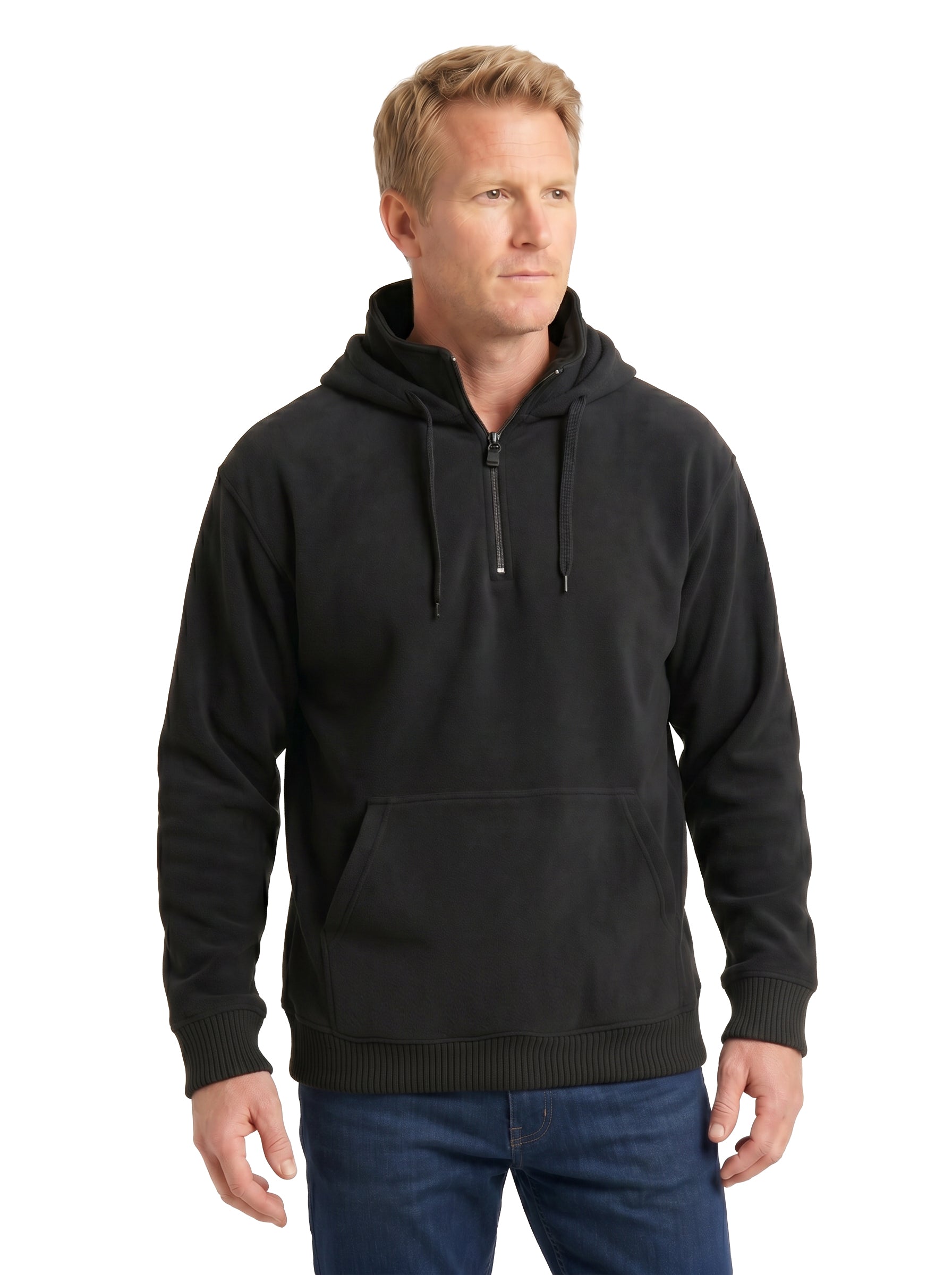 3722-CVC Unisex HEAVYWEIGHT Cotton Polyester Fleece Mock Neck ¼ Zip Pullover Hoodie