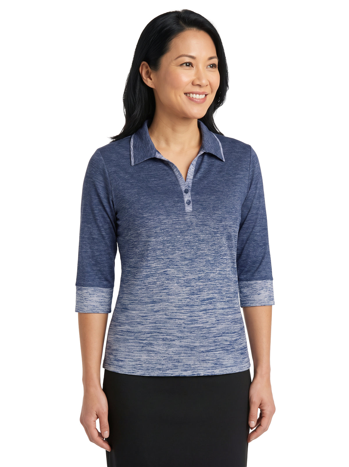 381-OBJ Women's Ombre Jersey 3/4 Sleeve Polo