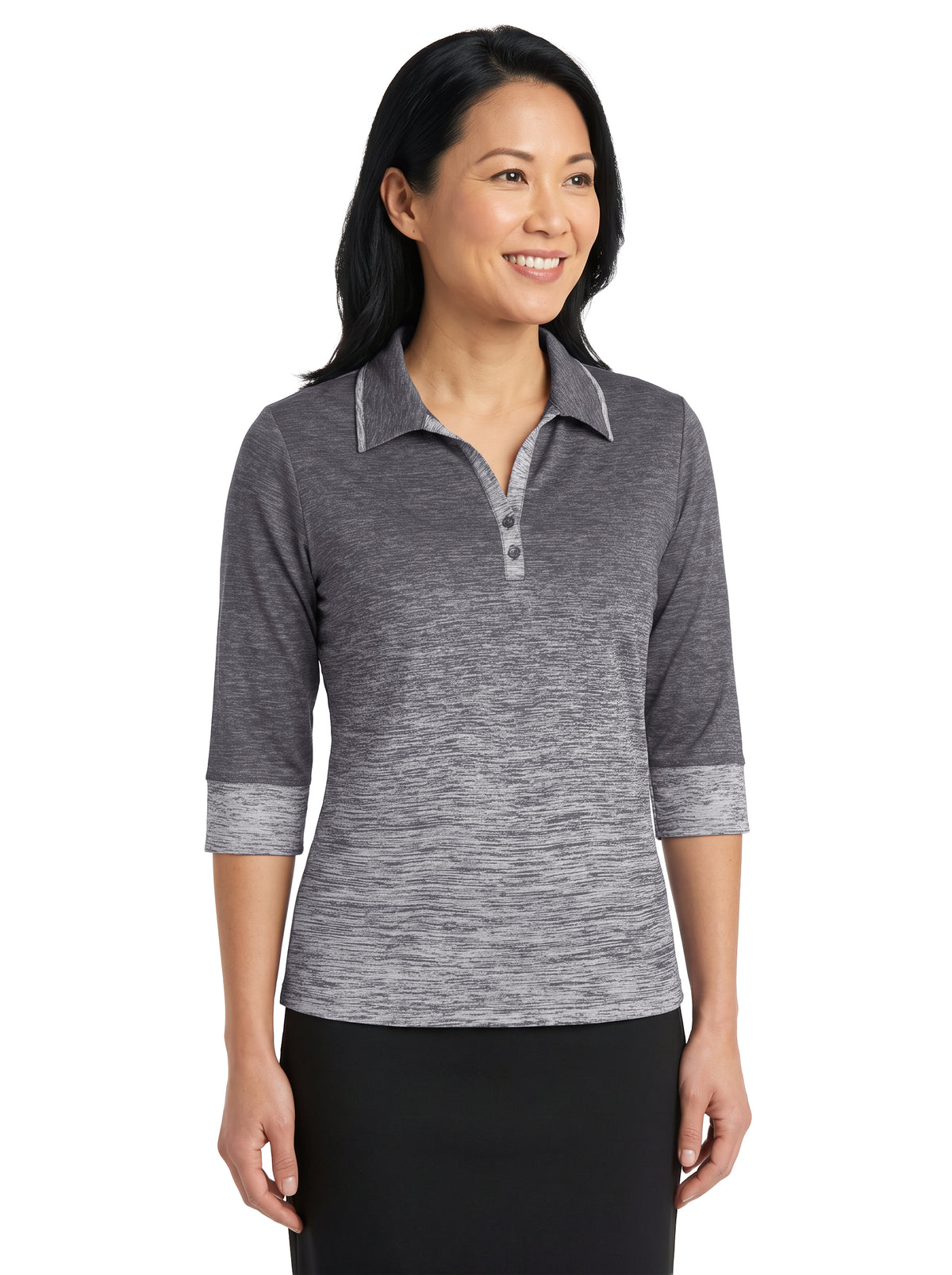 381-OBJ Women's Ombre Jersey 3/4 Sleeve Polo