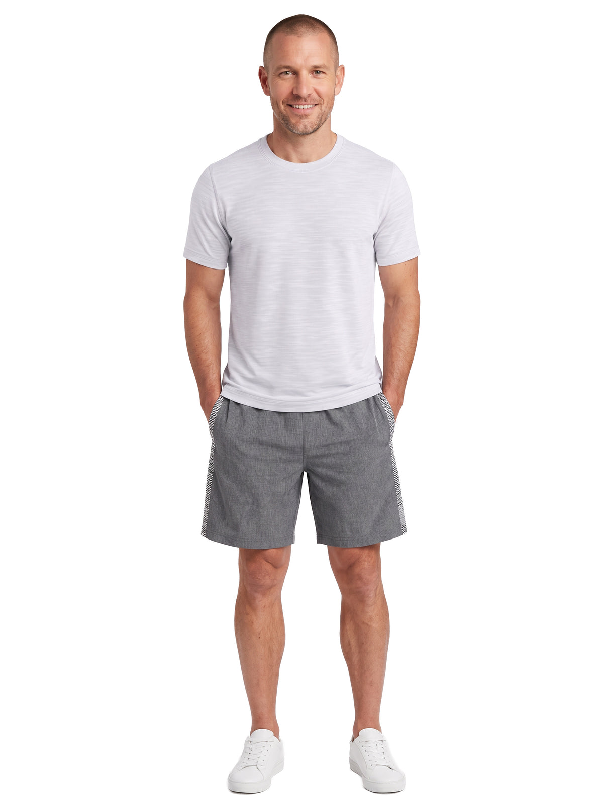 5003-CBS Men's Chambray Shorts with Waffle Jacquard Side Panels