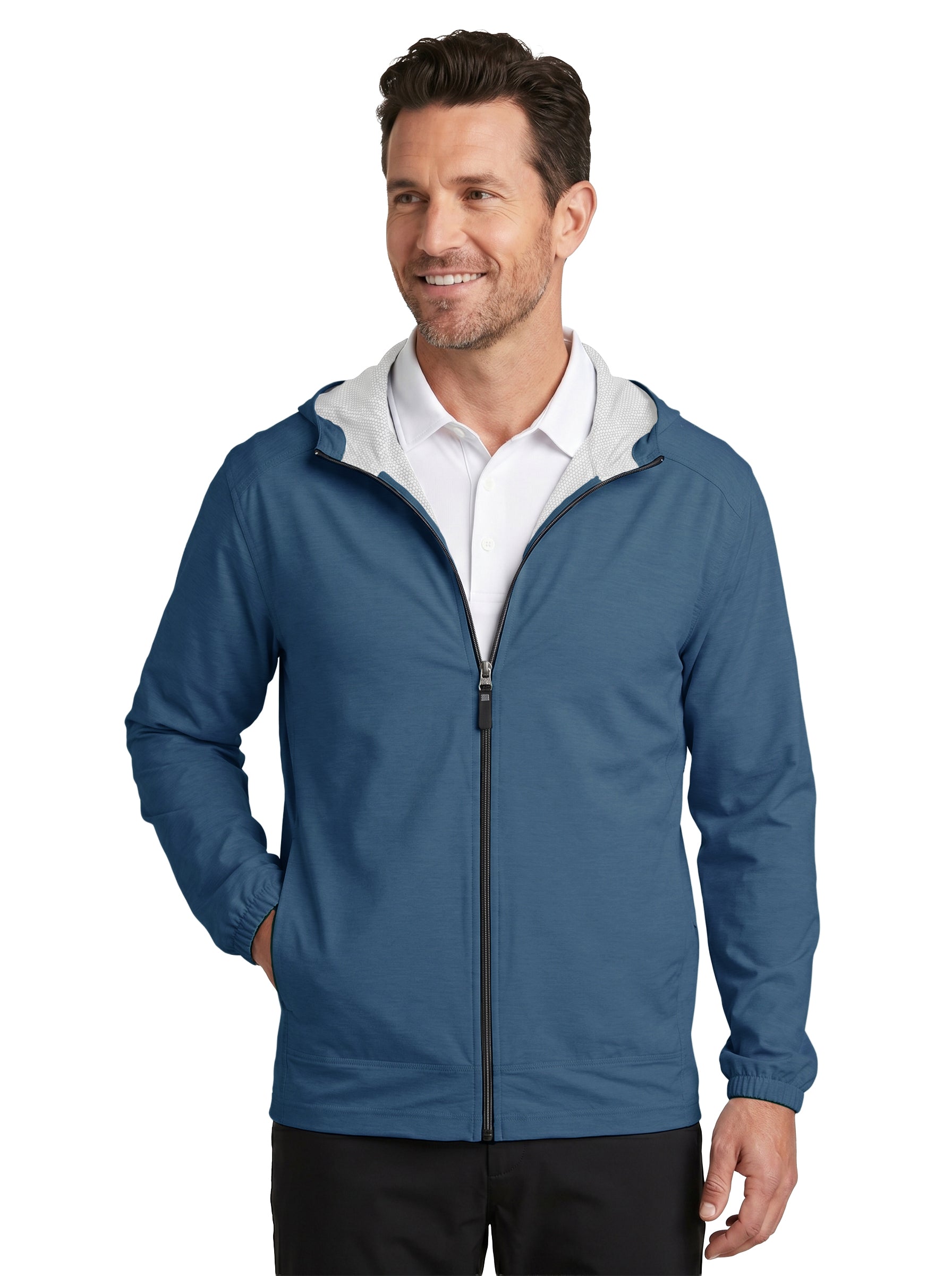 9306-WBK Men's Full Zip Hooded Wind Jacket