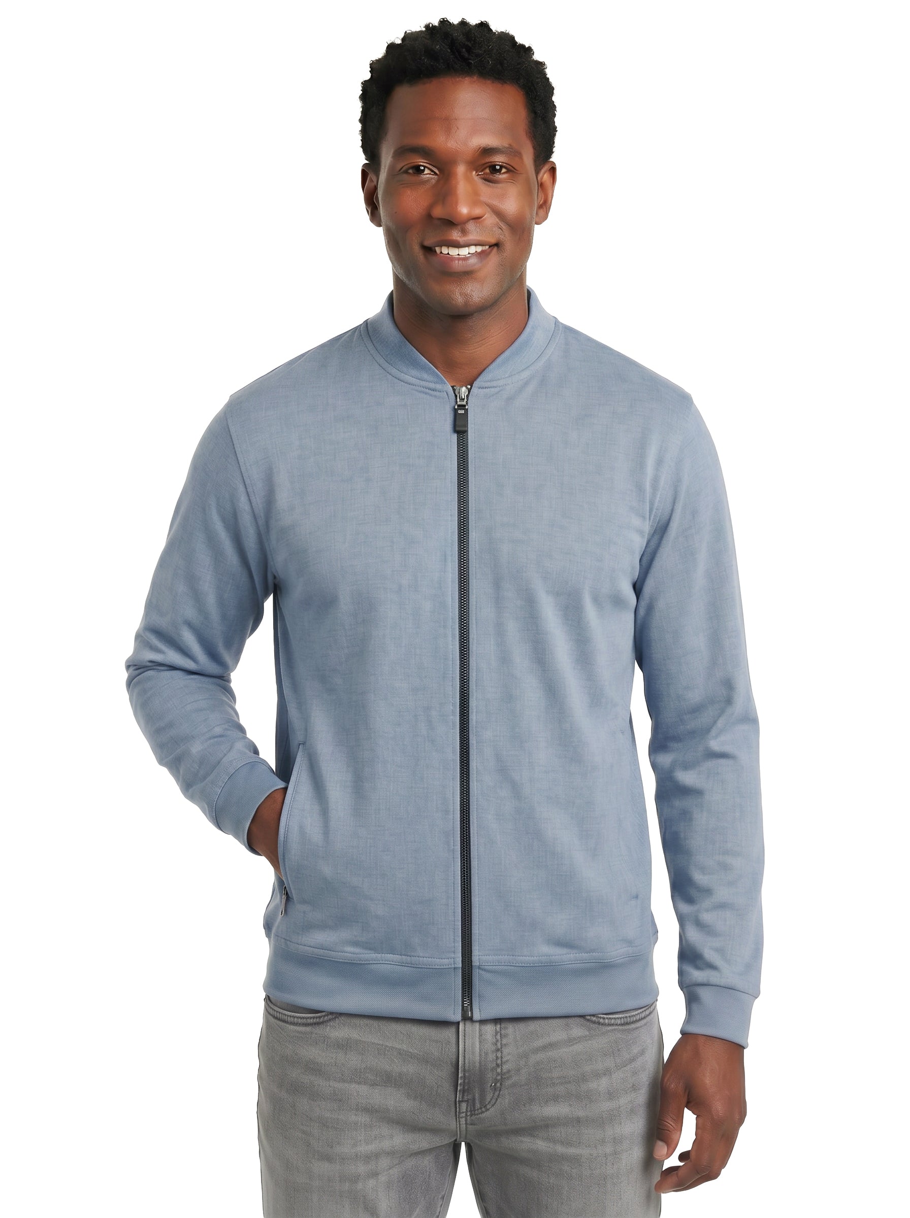 9611-CBS Men's Chambray Full zip Wind Jacket