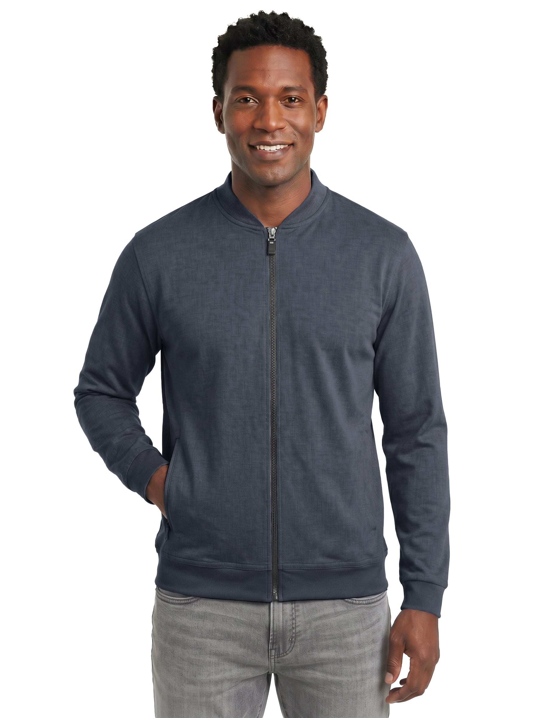 9611-CBS Men's Chambray Full zip Wind Jacket