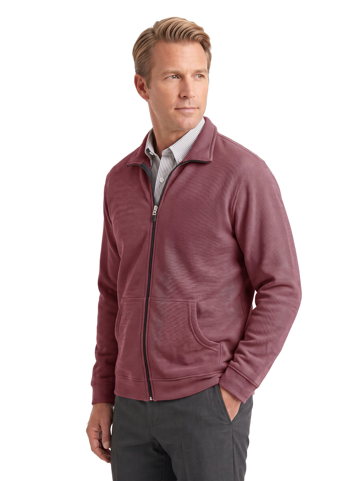 9617-PKF Men's Pique Fleece Full Zip Jacket