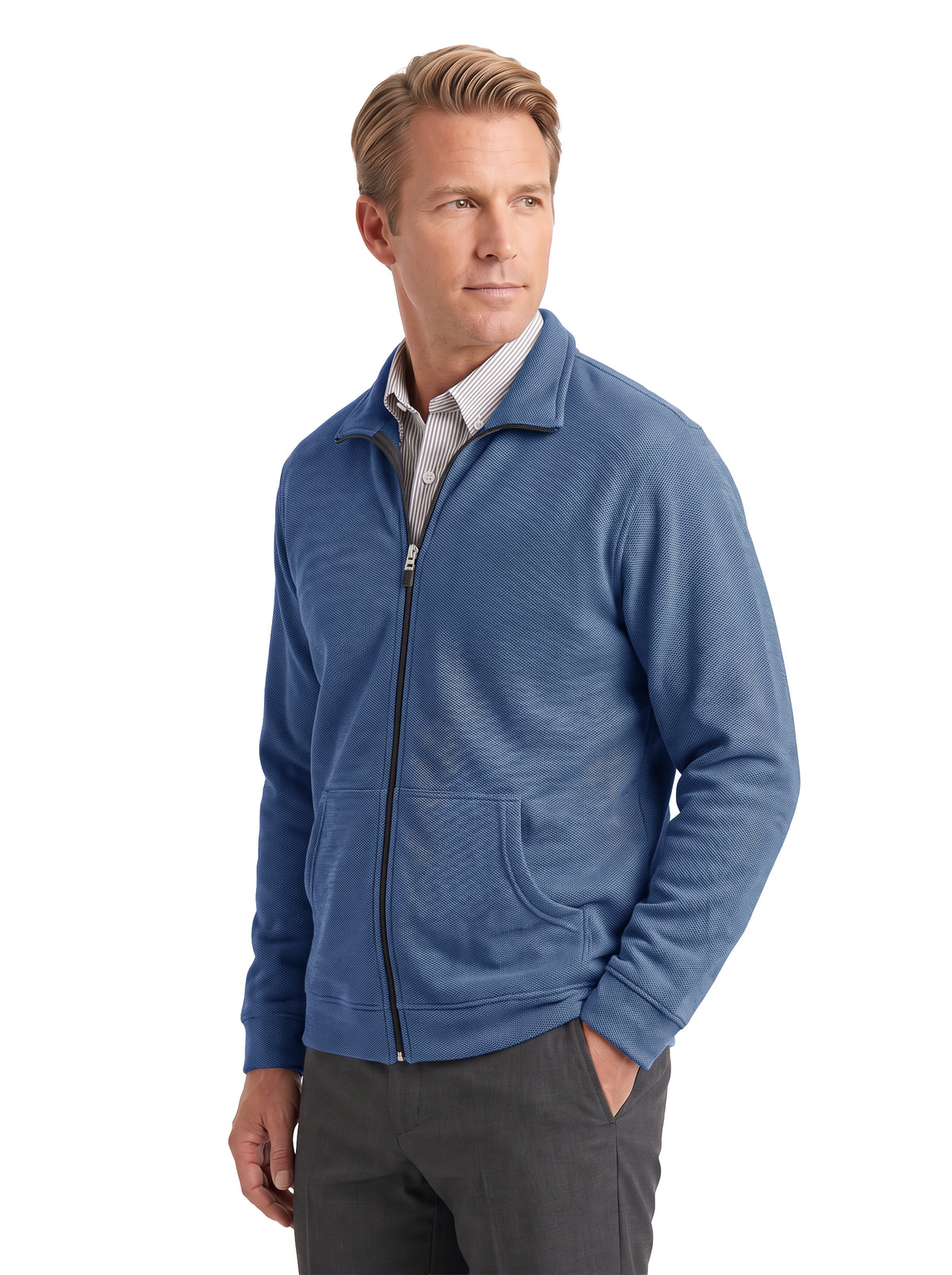 9617-PKF Men's Pique Fleece Full Zip Jacket