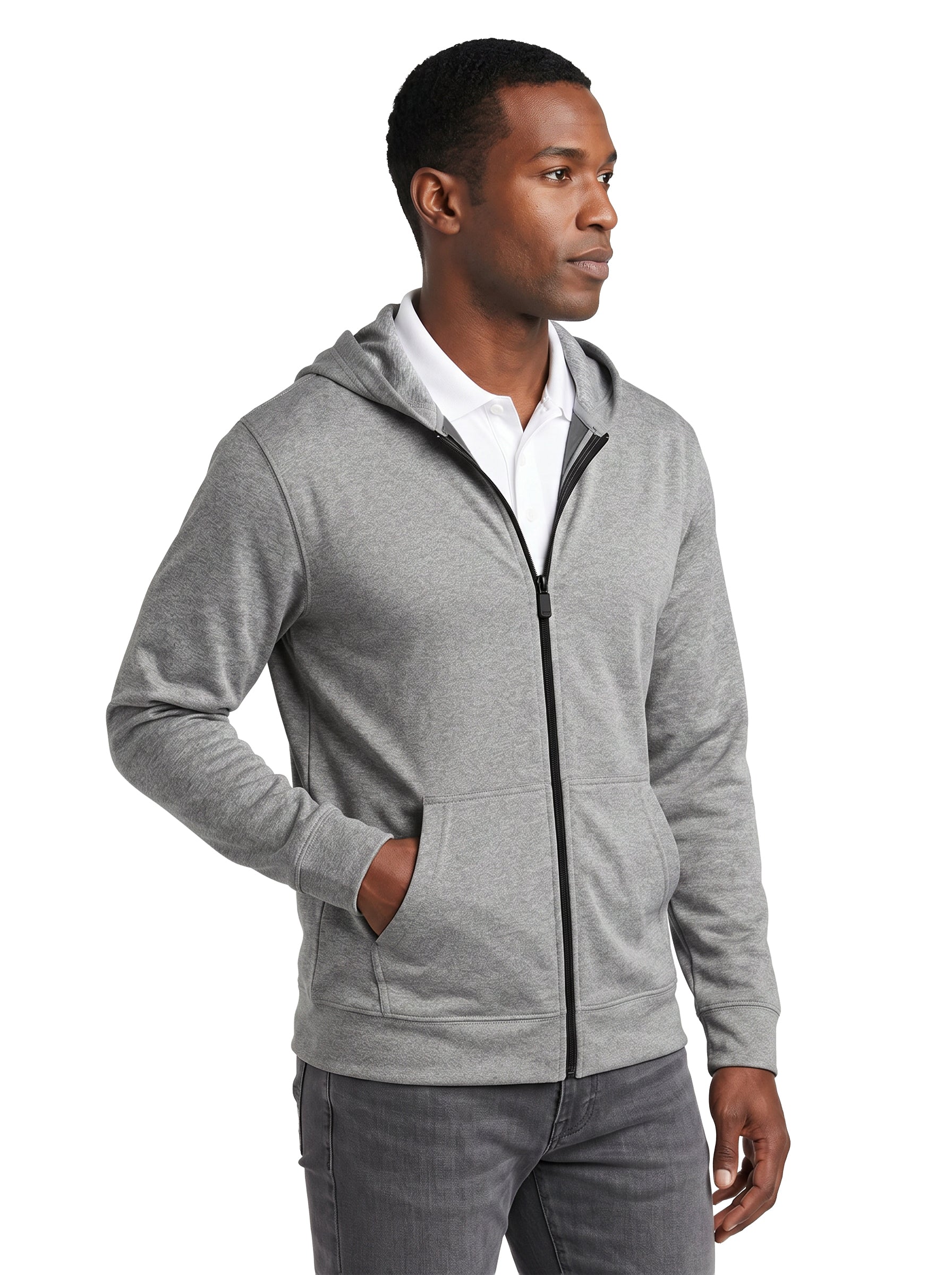 9738-BDI Unisex Bonded Interlock Full Zip Hooded Jacket