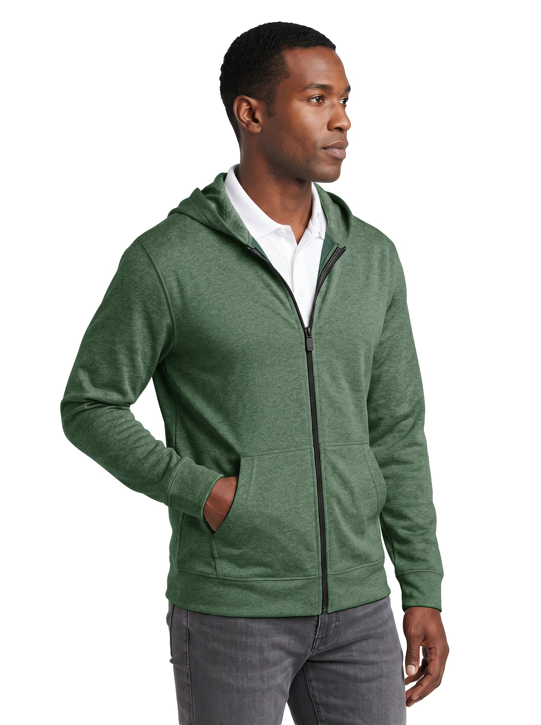 9738-BDI Unisex Bonded Interlock Full Zip Hooded Jacket