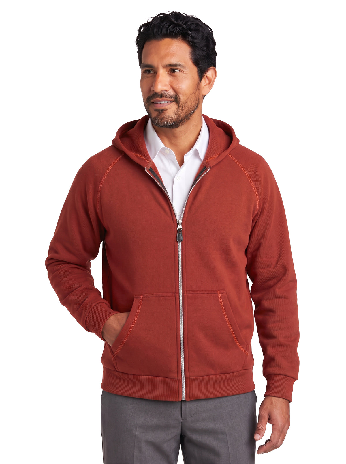 9746-CBF Men's Corduroy Bonded Fleece Full Zip Hooded Jacket