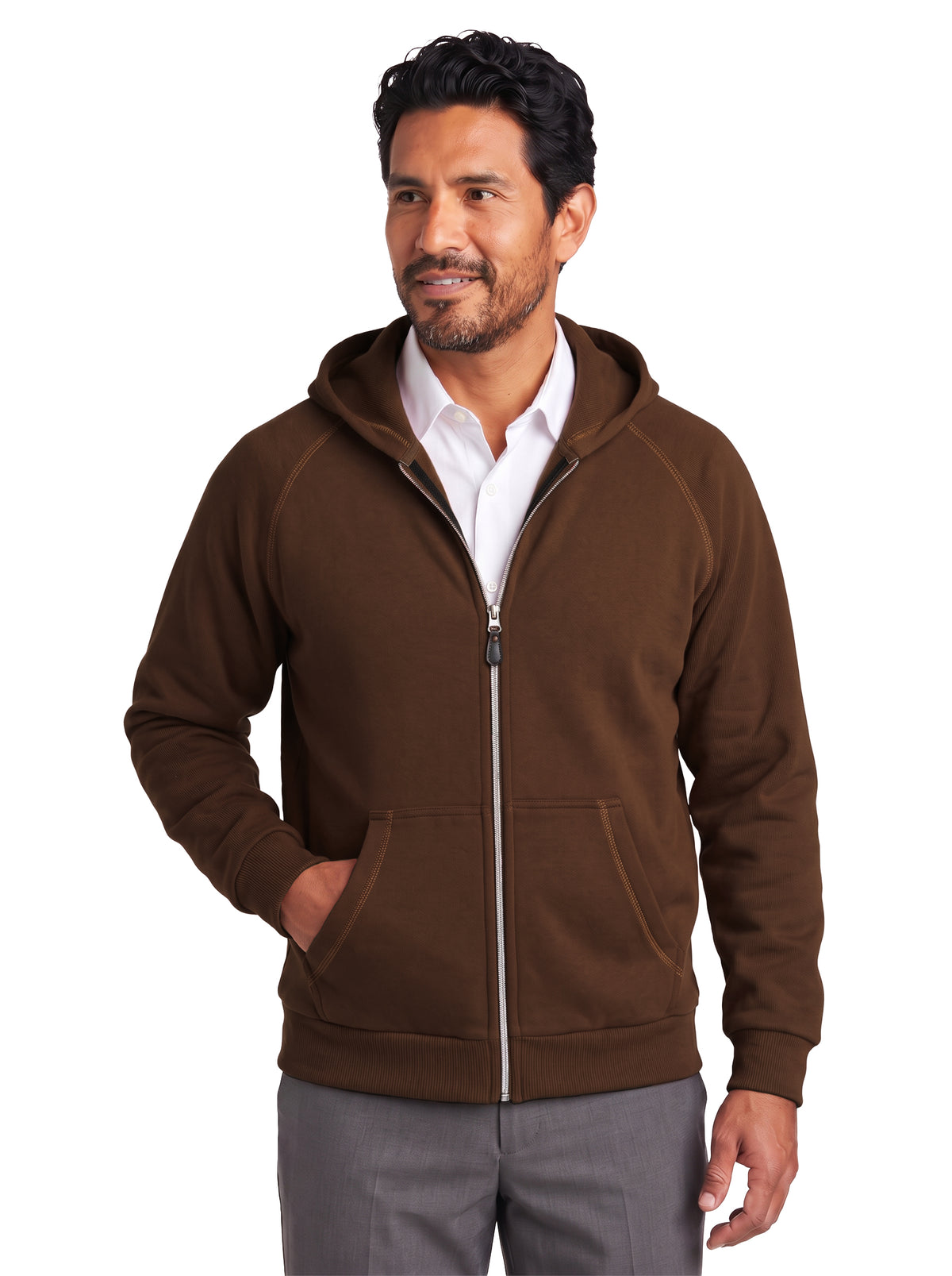 9746-CBF Men's Corduroy Bonded Fleece Full Zip Hooded Jacket