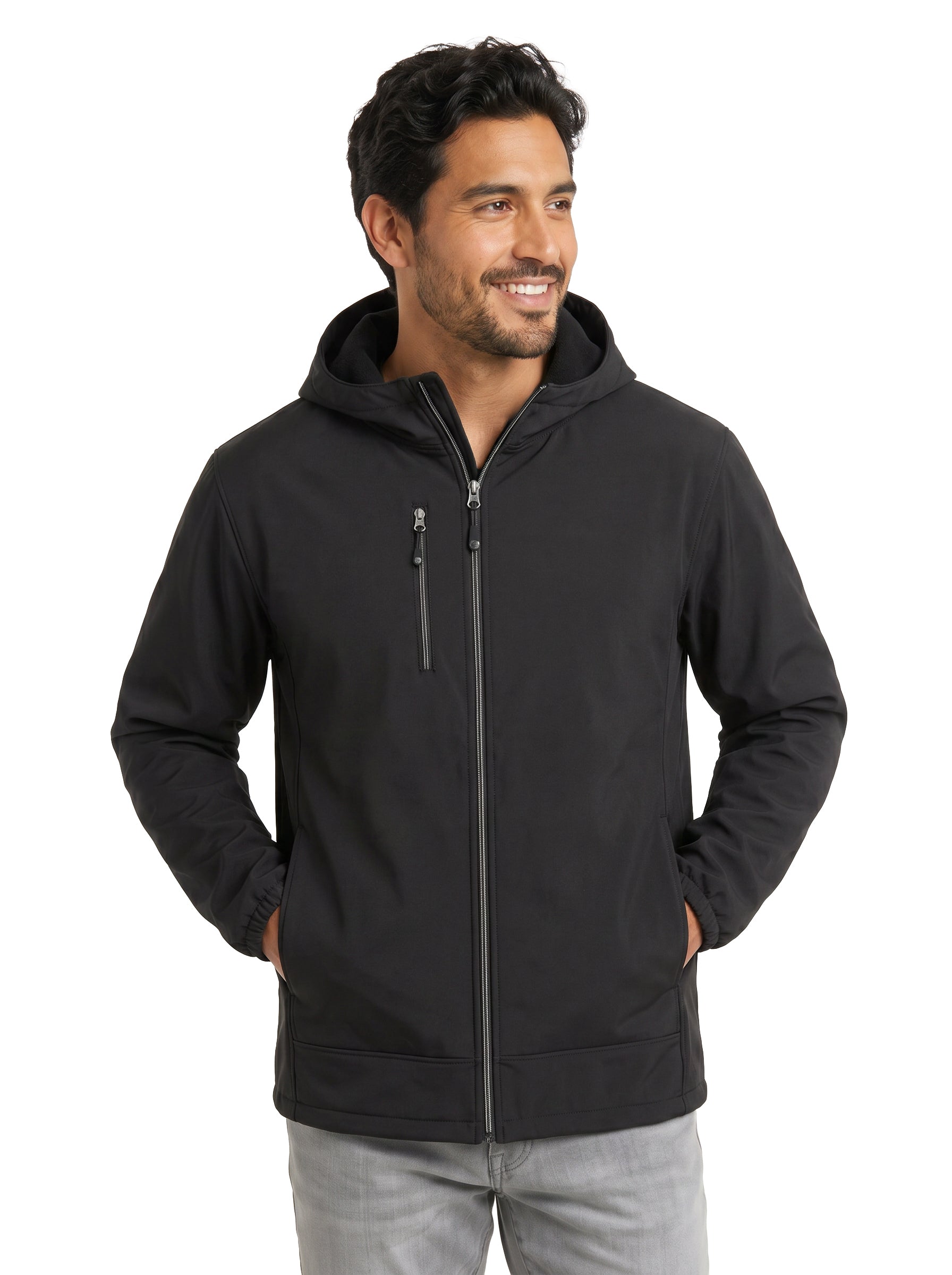 9768-S3F Unisex 3 Layers Soft Shell Hooded Full Zip Jacket