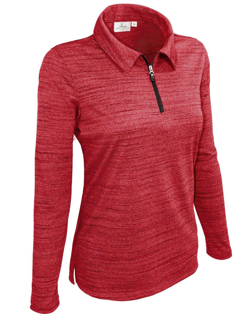 Made in USA Ladies' Long Sleeve Quarter Zip Polo