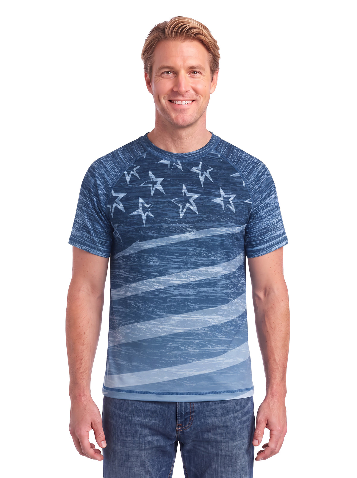 1022-SPP Men's Patriotic Flag Print Tee