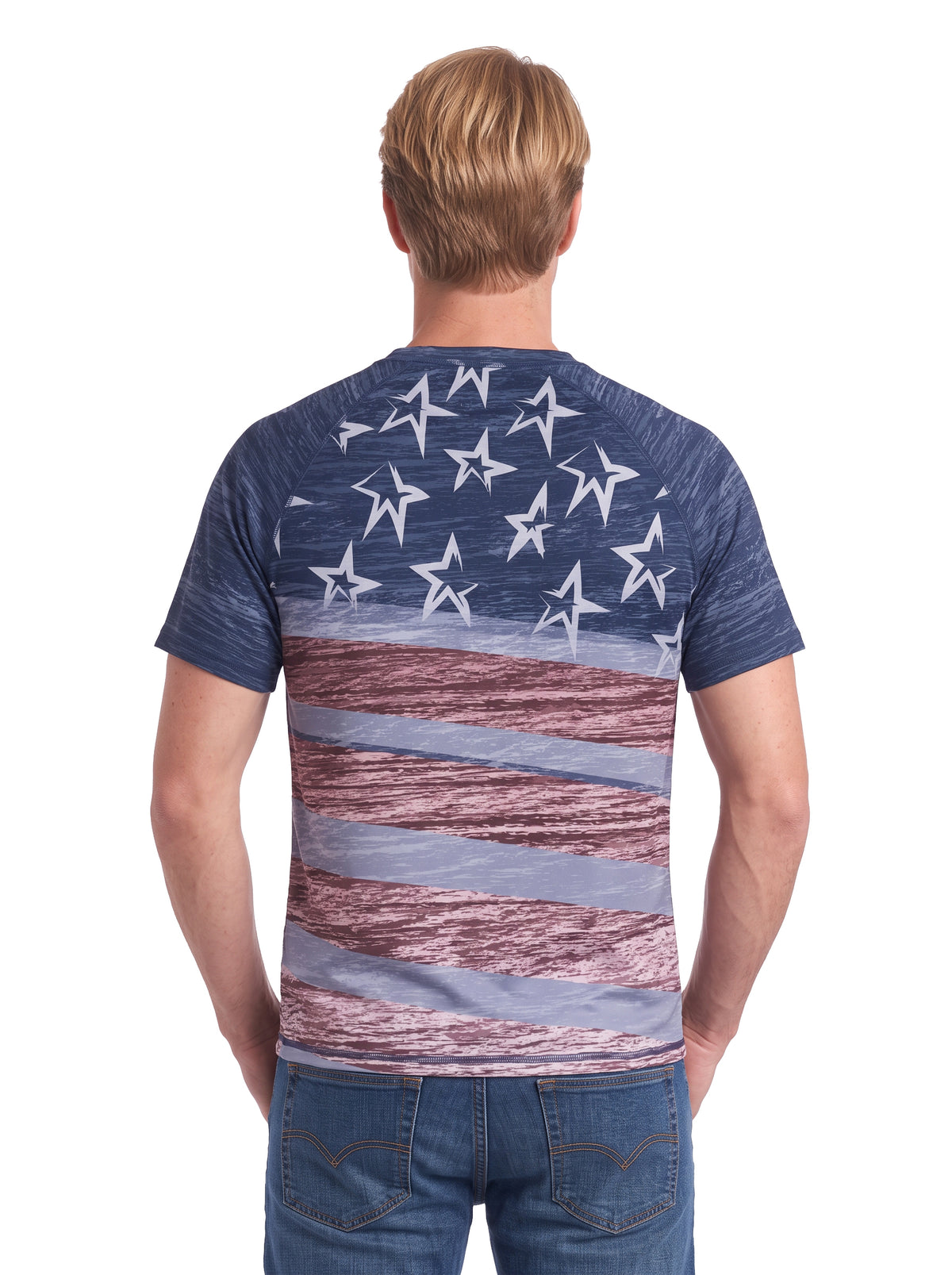 1022-SPP Men's Patriotic Flag Print Tee