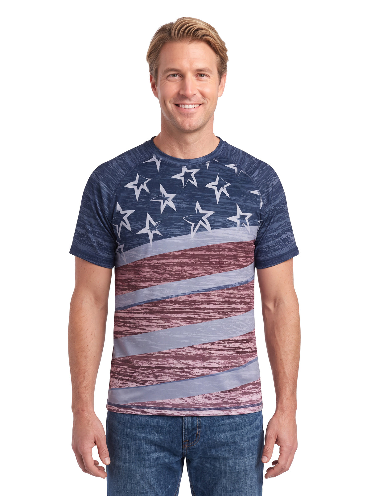 1022-SPP Men's Patriotic Flag Print Tee