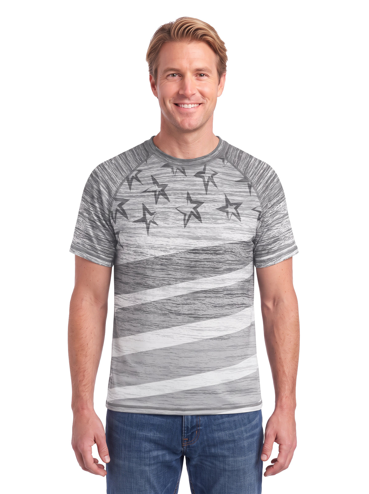 1022-SPP Men's Patriotic Flag Print Tee