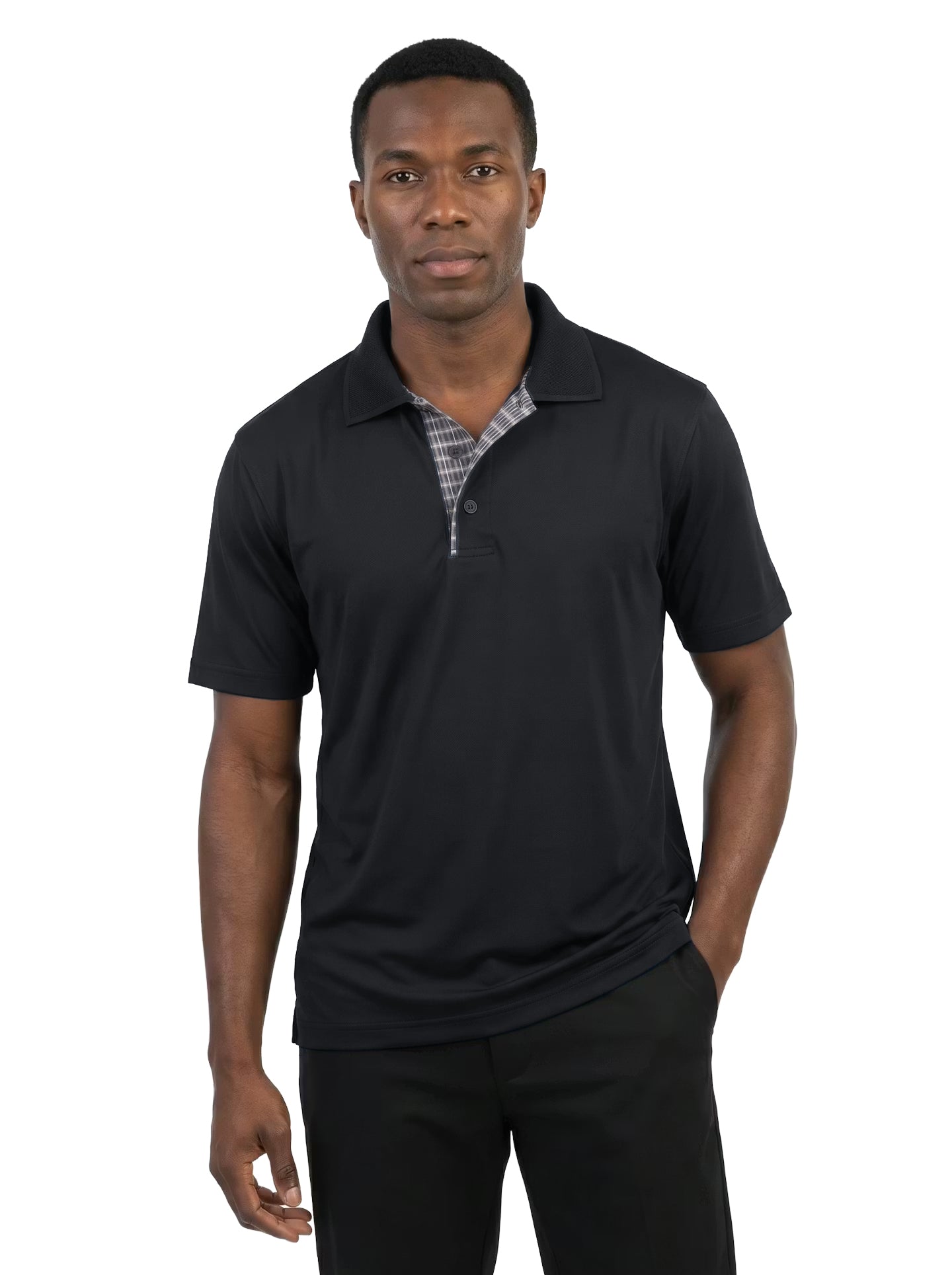 1345-AQD Men's Aqua-Dry Plaid Placket Polo