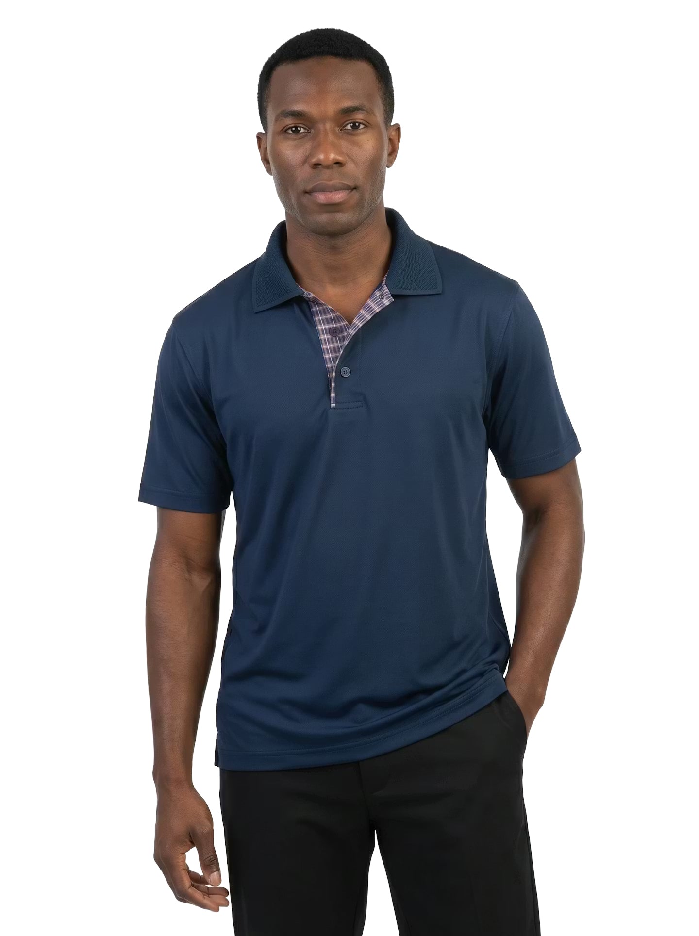 1345-AQD Men's Aqua-Dry Plaid Placket Polo