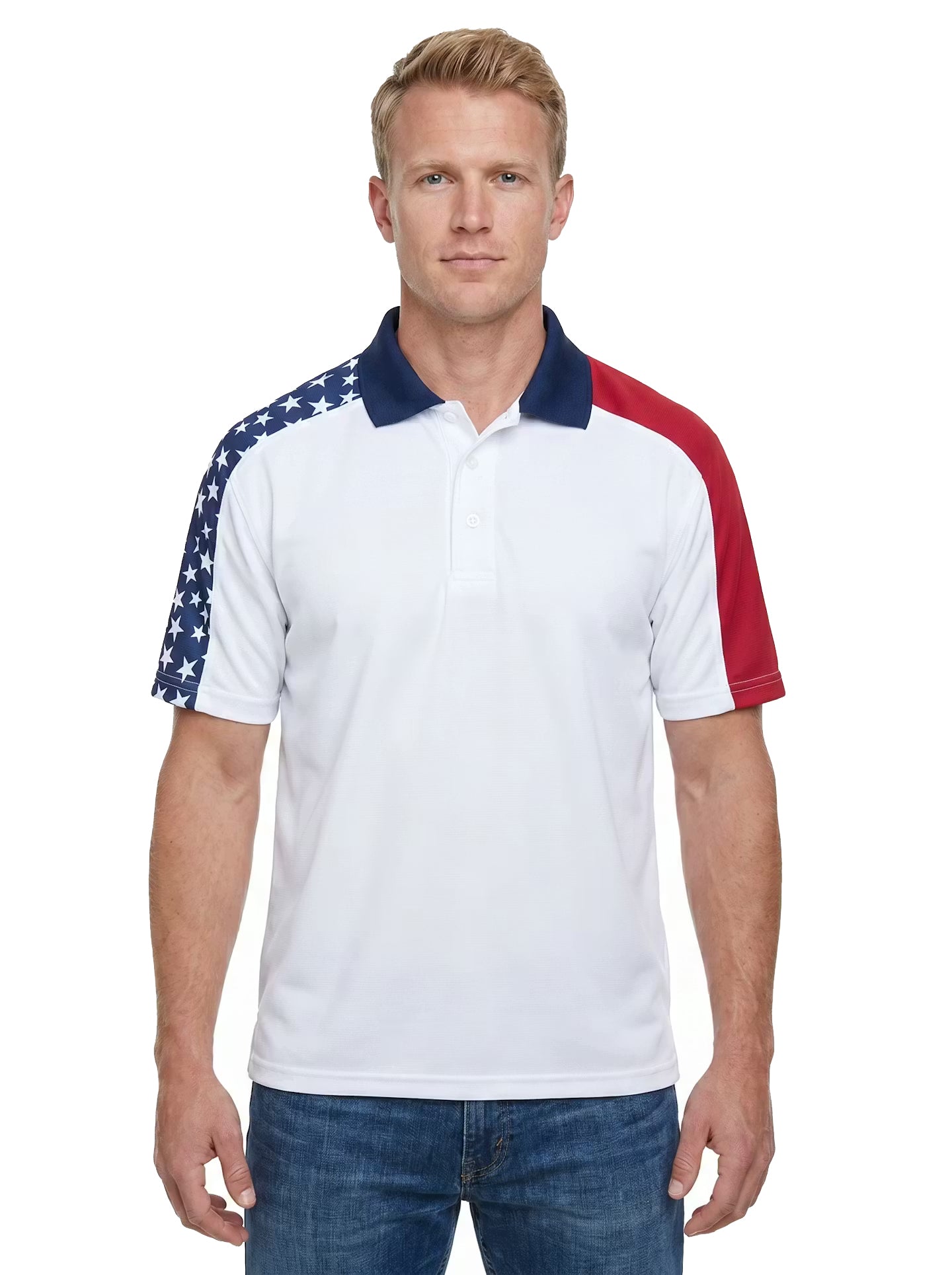 1346-PTM Men's Poly Ottoman Patriotic Polo