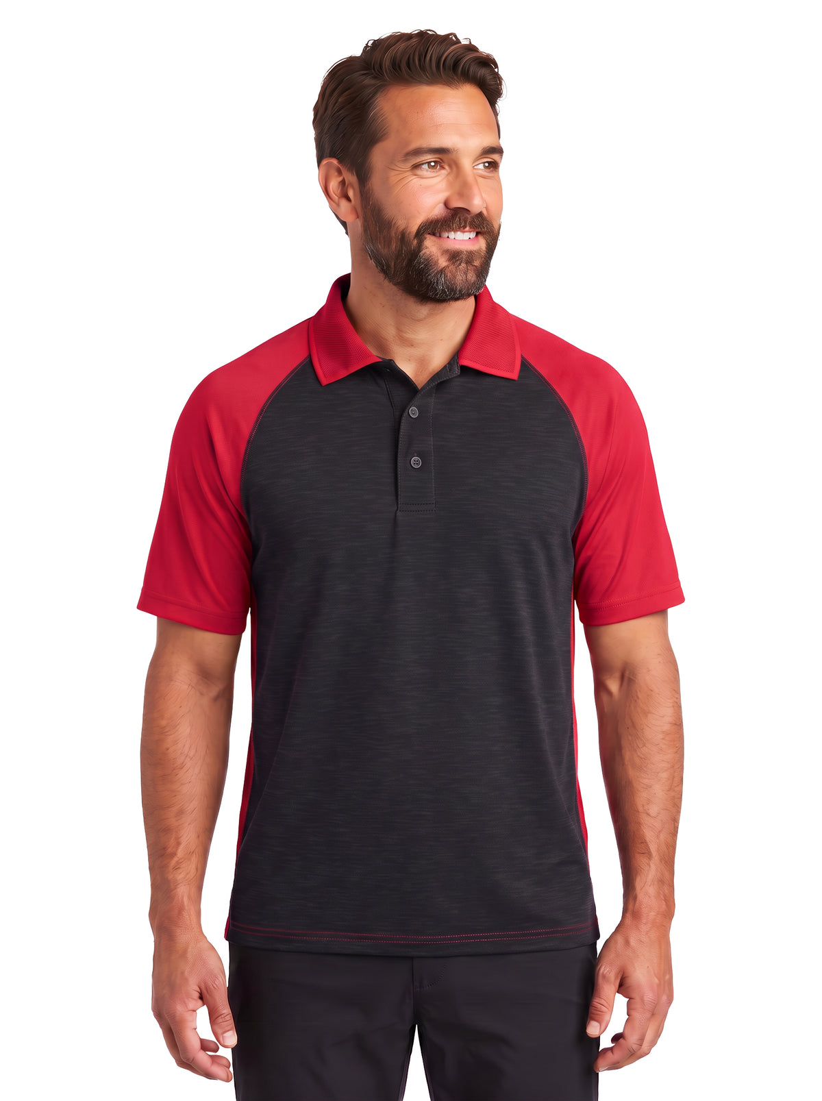 1362-SPK Men's Slub Pique Raglan Polo