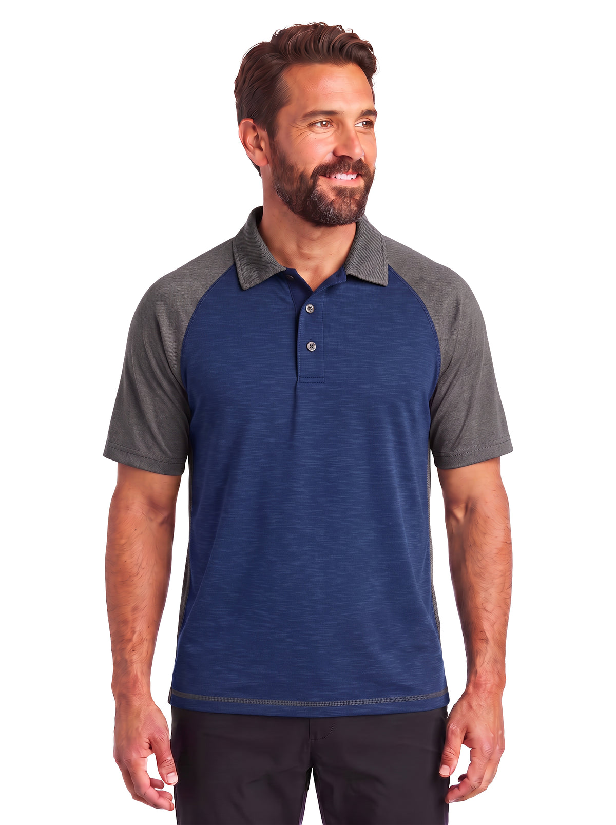 1362-SPK Men's Slub Pique Raglan Polo