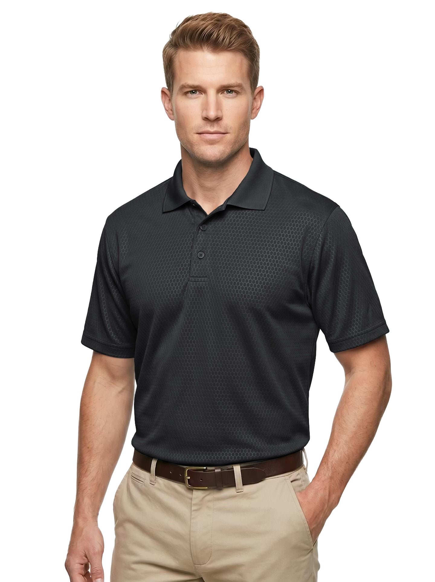 1365-EMB Men's' Embossed Honeycomb Pique Polo