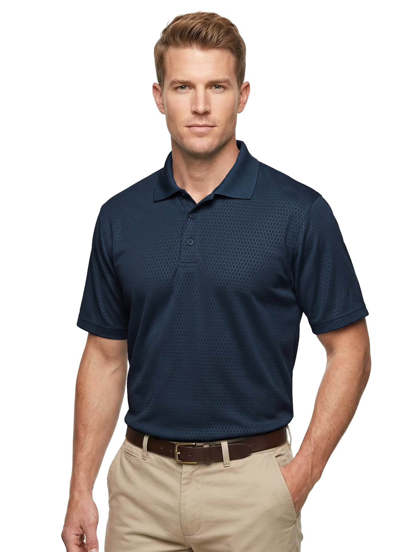 1365-EMB Men's' Embossed Honeycomb Pique Polo