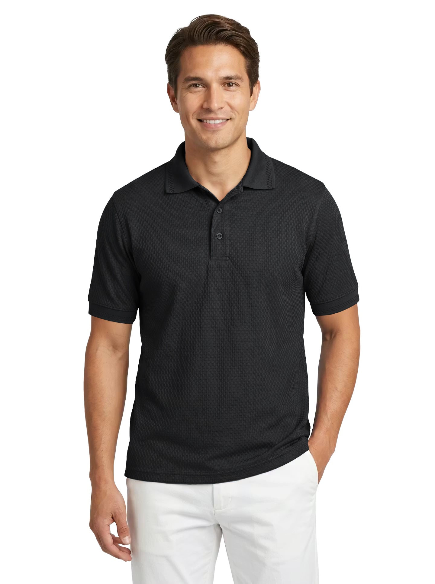1376-BKW Men's Basket Weave Polo