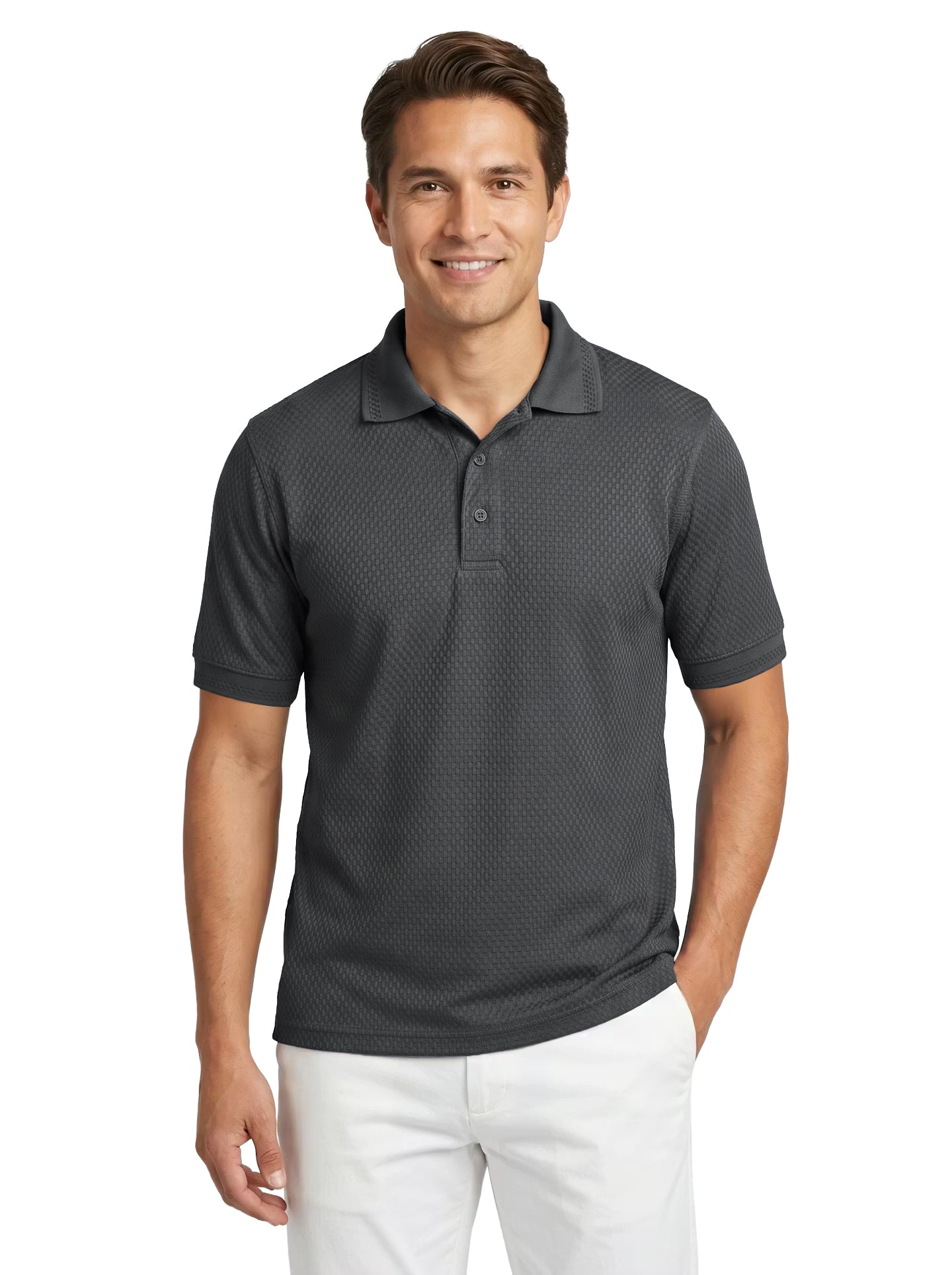 1376-BKW Men's Basket Weave Polo