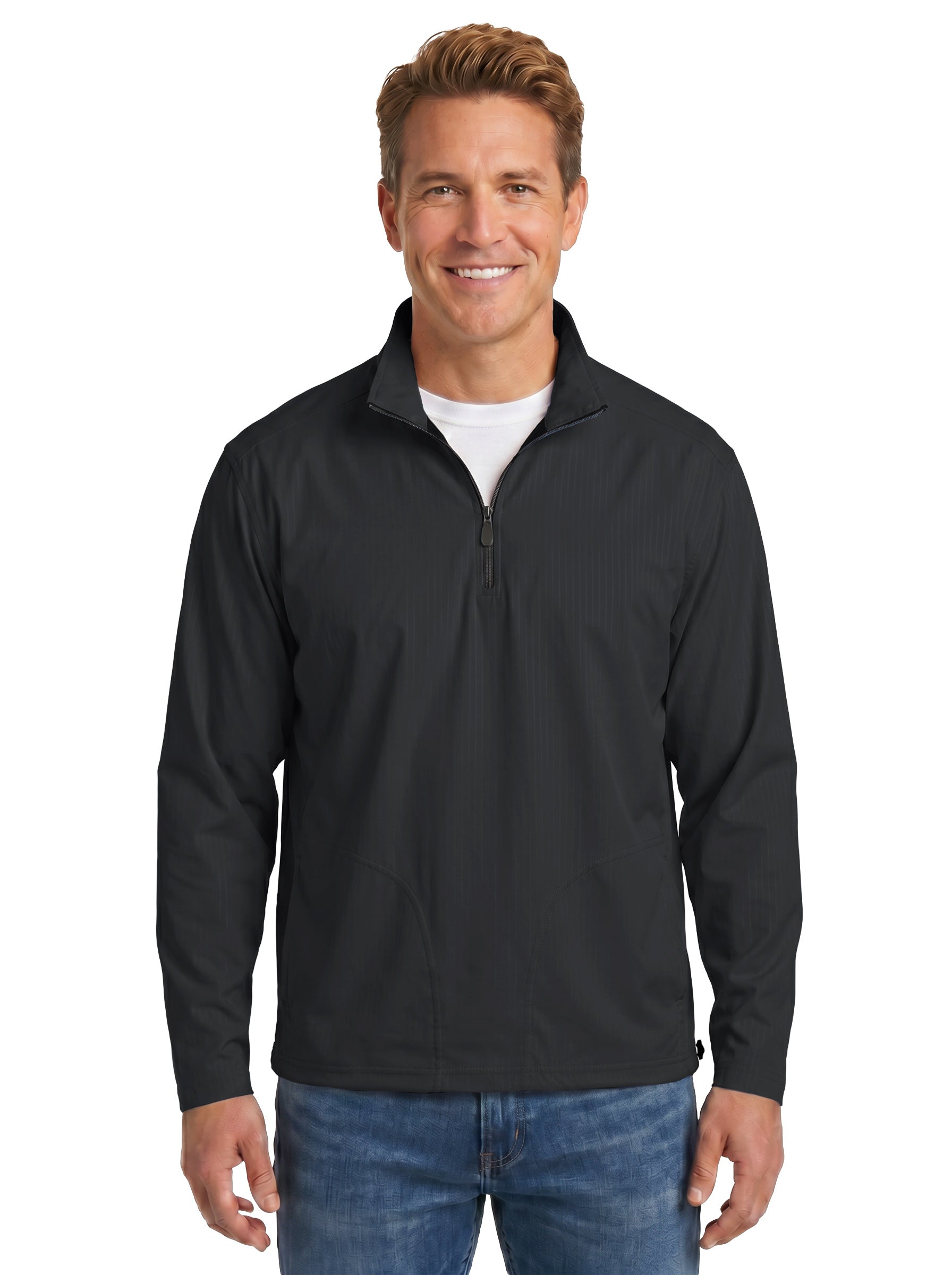 1419-BDJ Men's Bonded Jersey ¼ Zip Wind Shirt