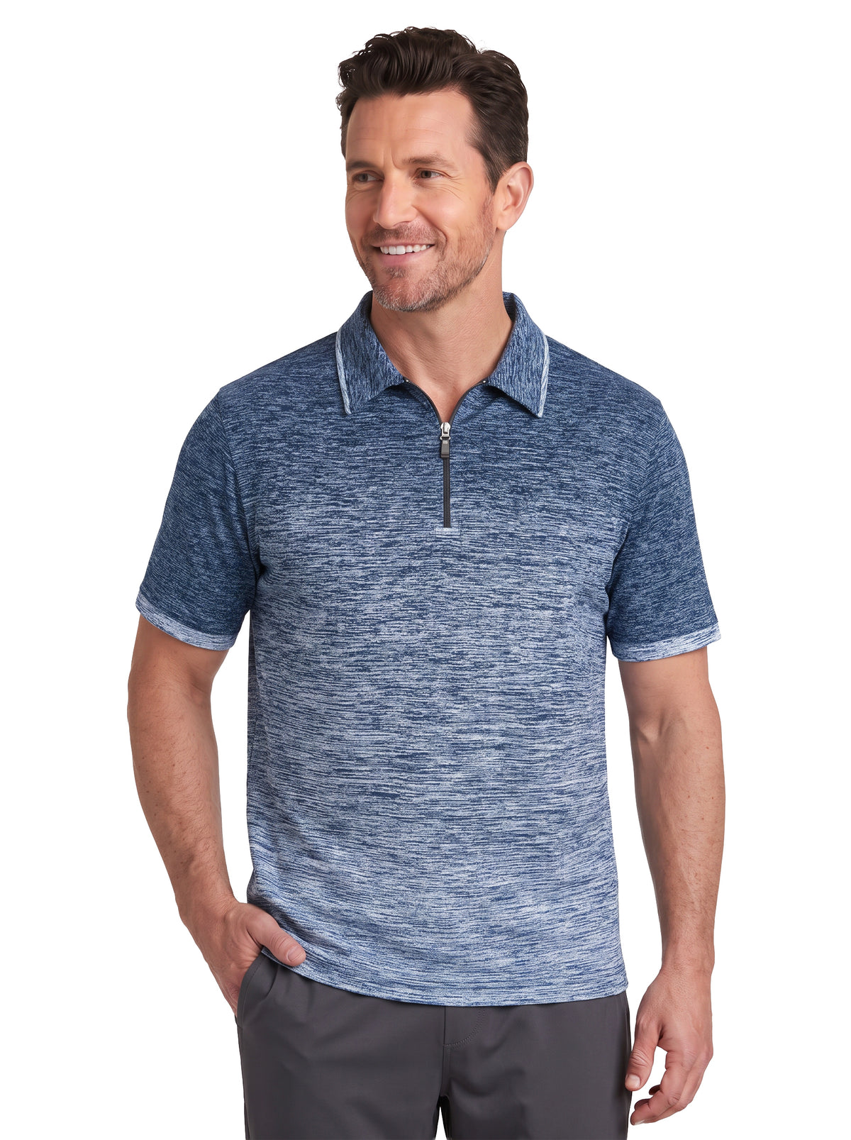1481-OBJ Men's 1/4 Zip Ombre Jersey Polo