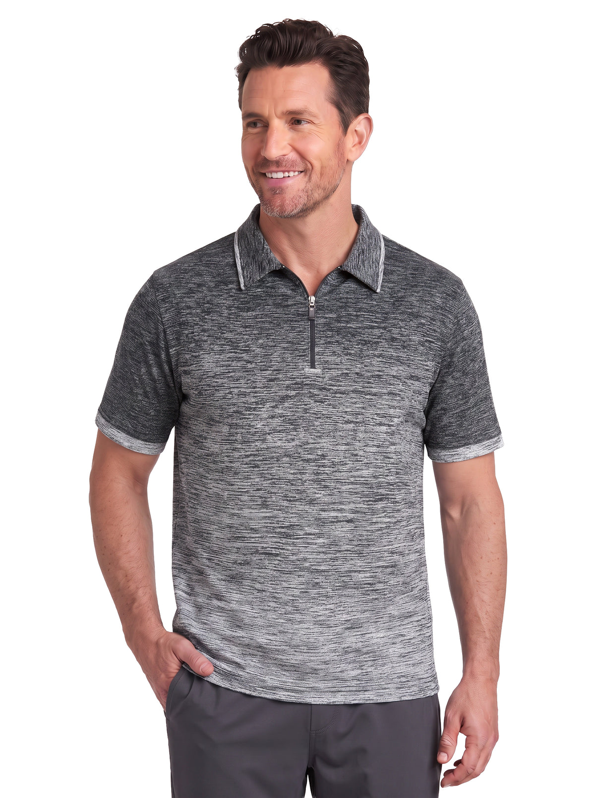1481-OBJ Men's 1/4 Zip Ombre Jersey Polo