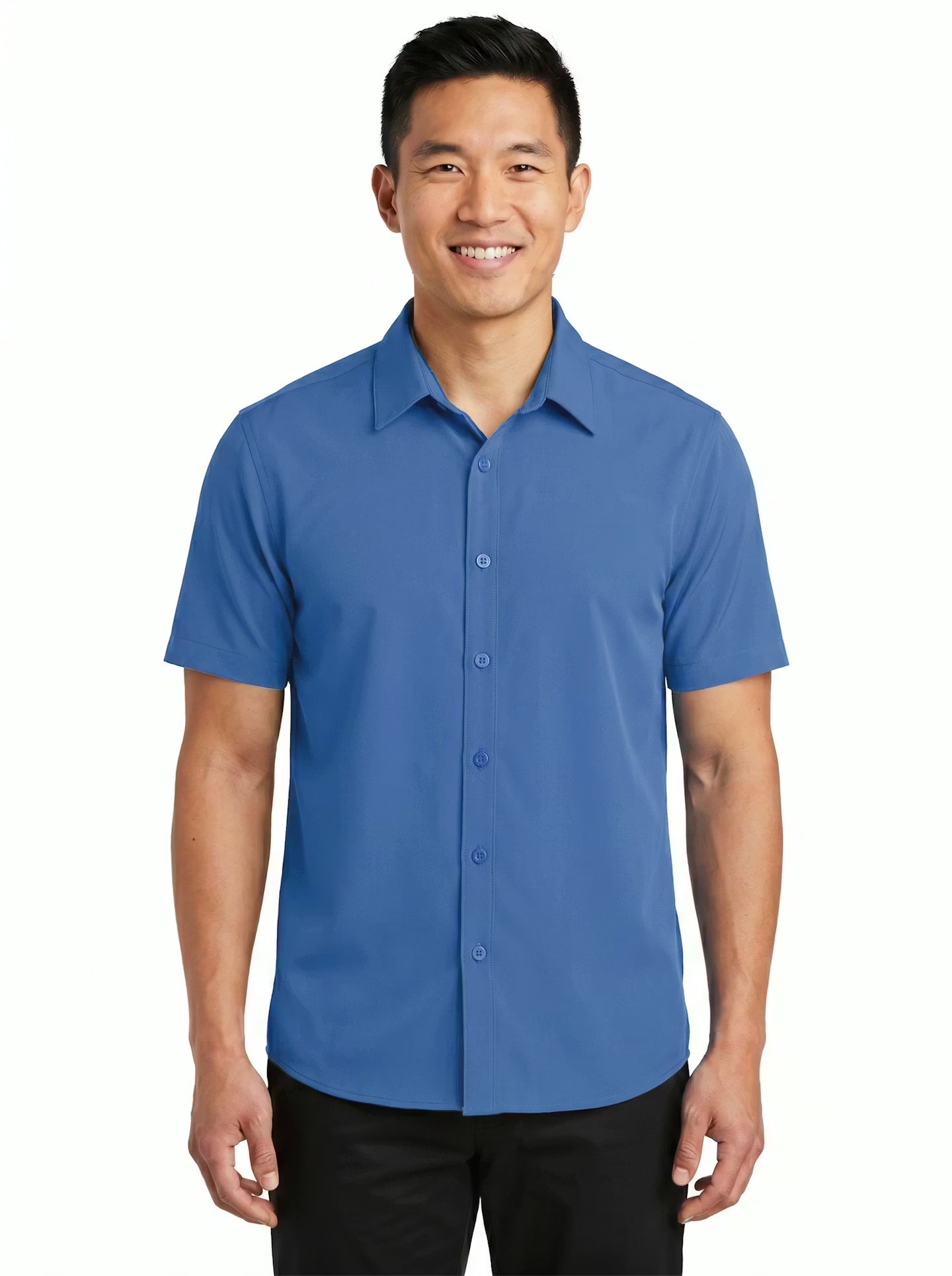 1612-CBS Men's Chambray Short Sleeve Dress Shirt