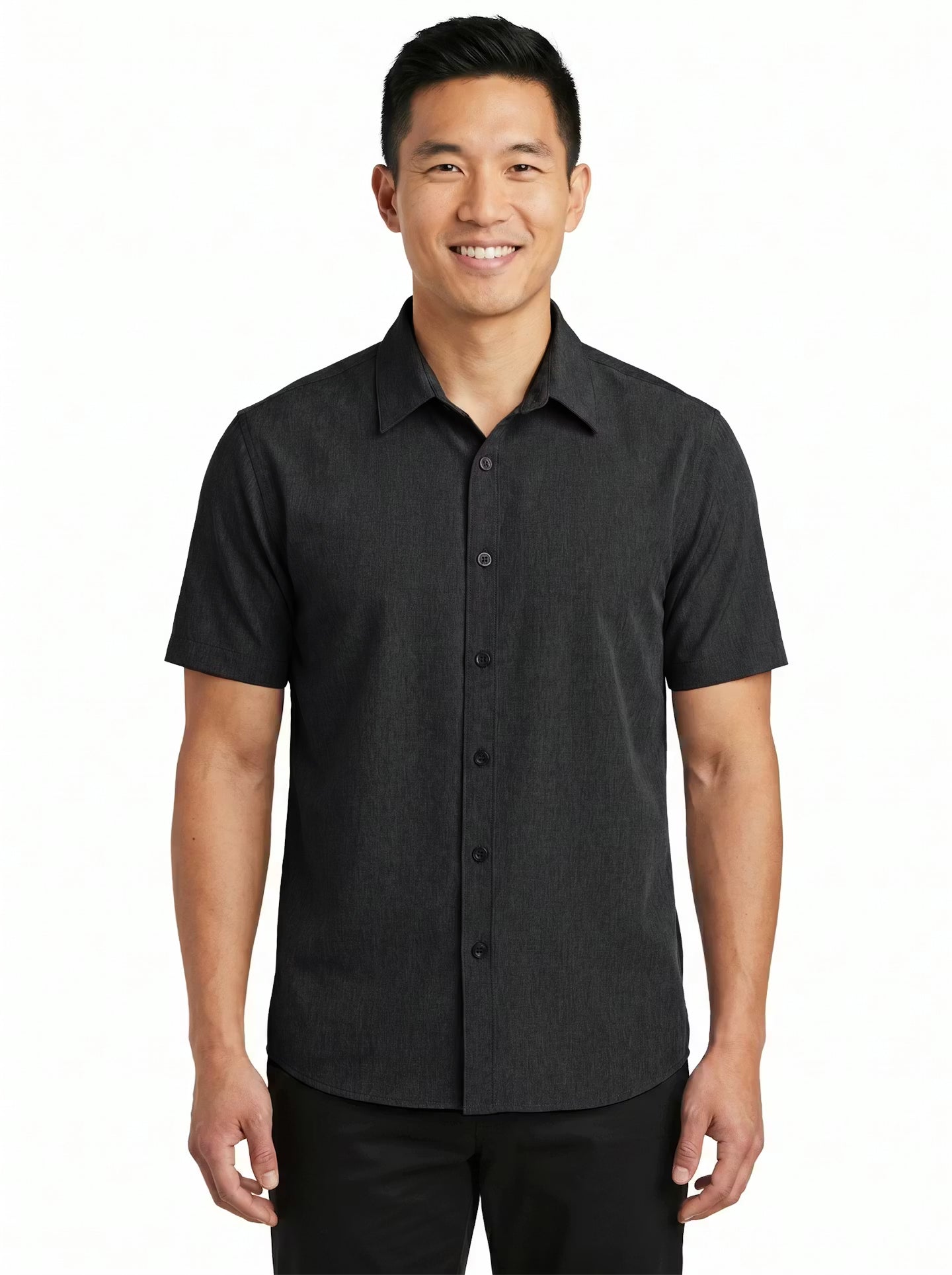 1612-CBS Men's Chambray Short Sleeve Dress Shirt