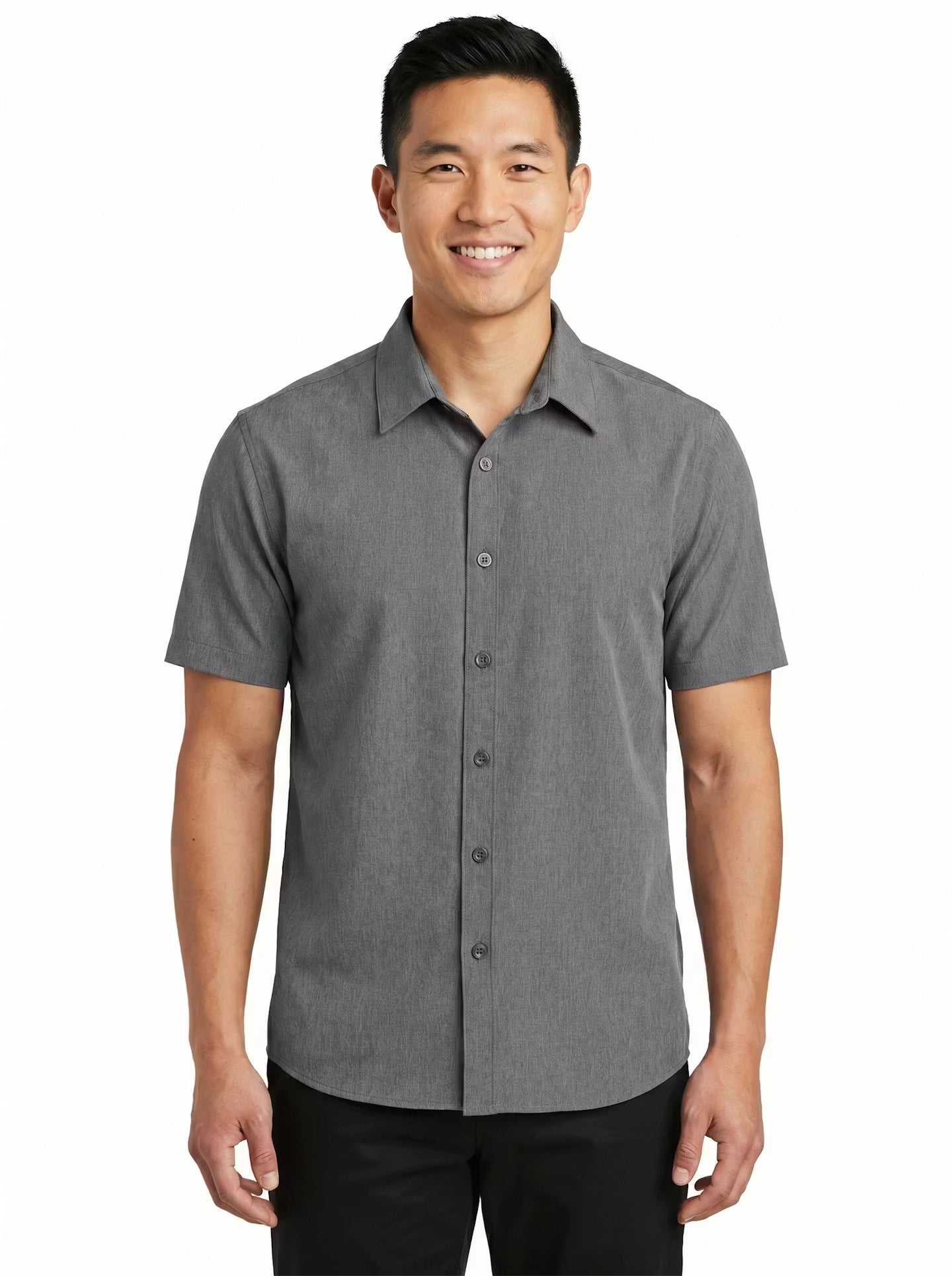1612-CBS Men's Chambray Short Sleeve Dress Shirt