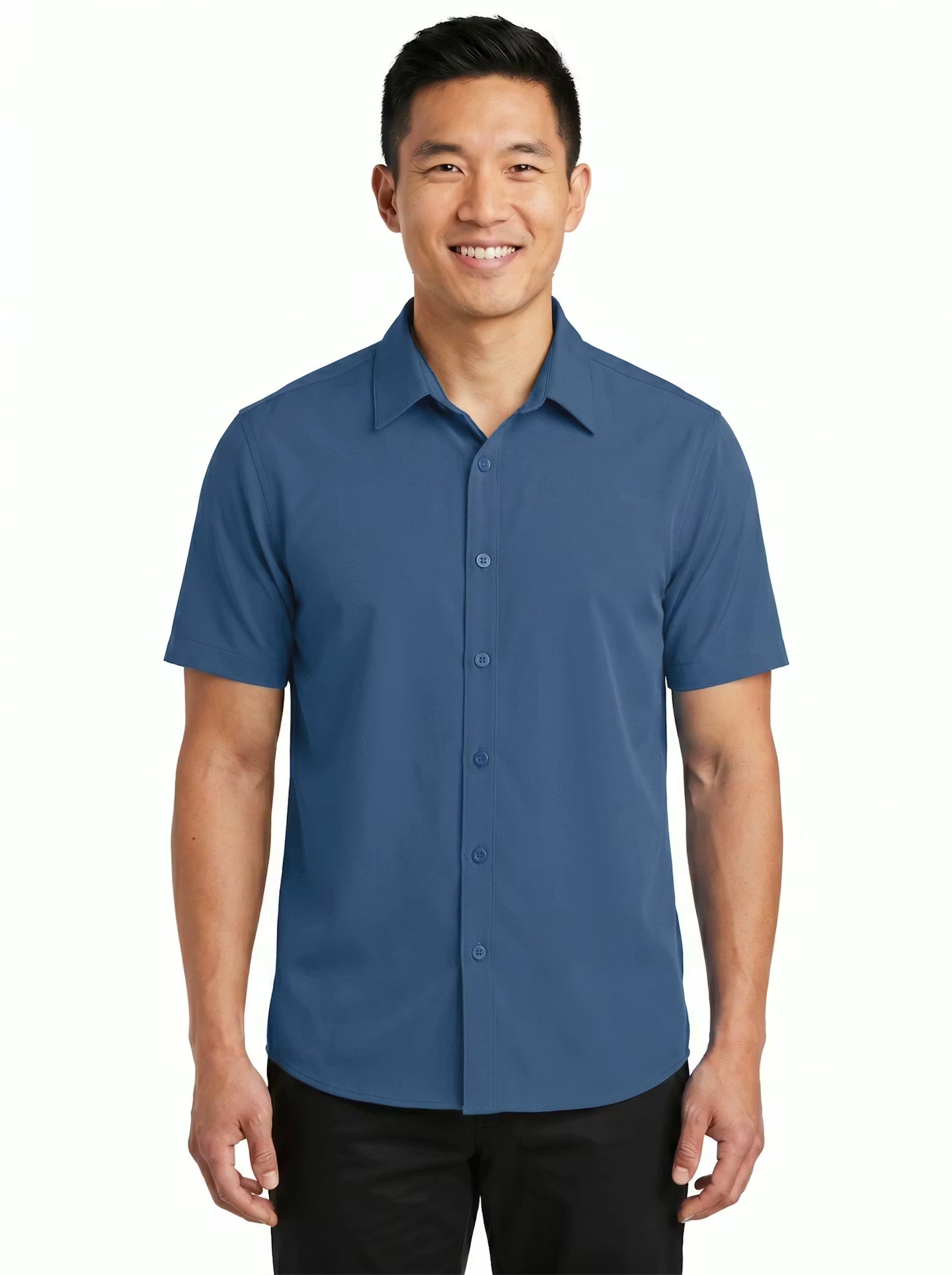 1612-CBS Men's Chambray Short Sleeve Dress Shirt