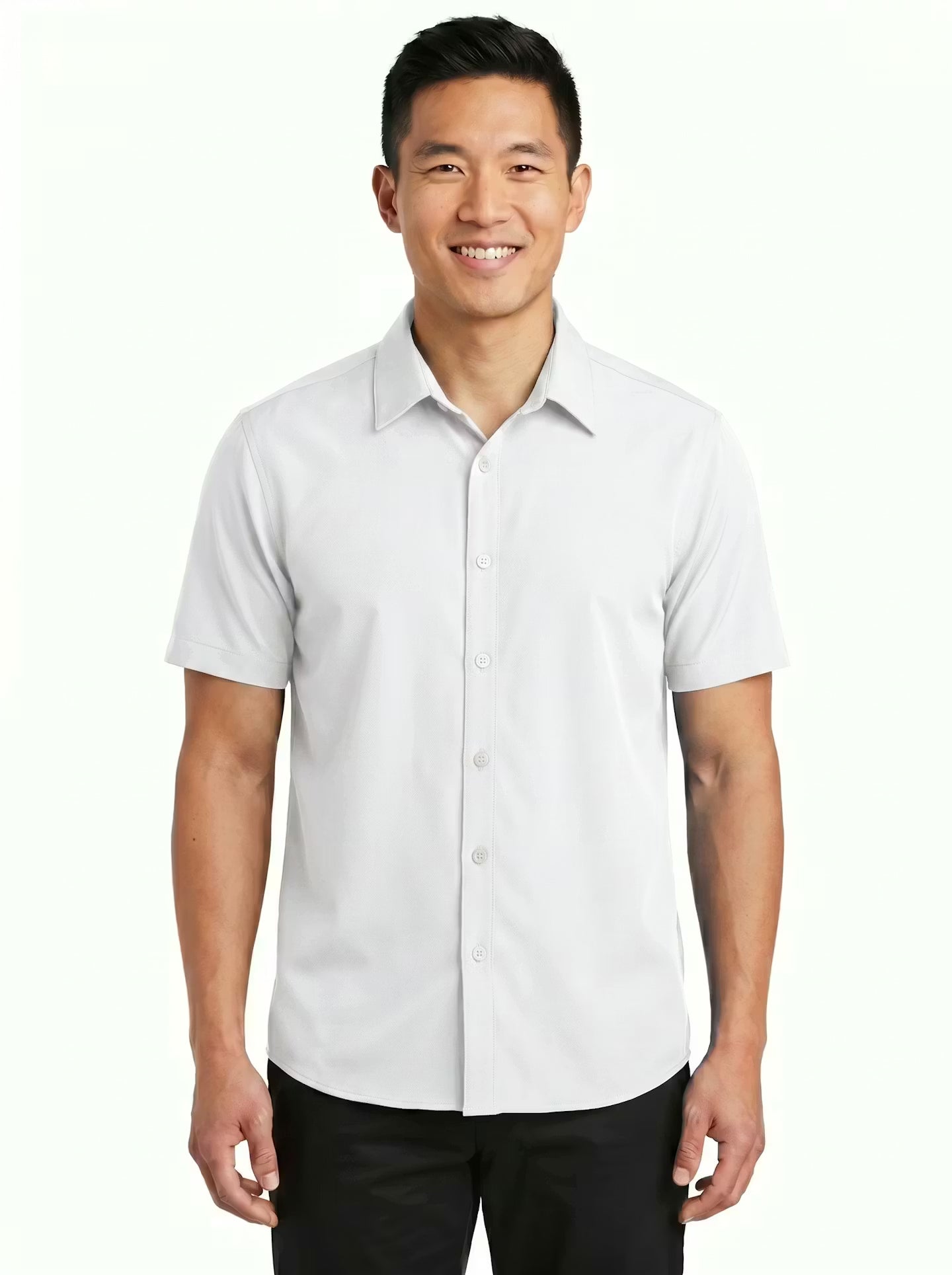 1612-CBS Men's Chambray Short Sleeve Dress Shirt