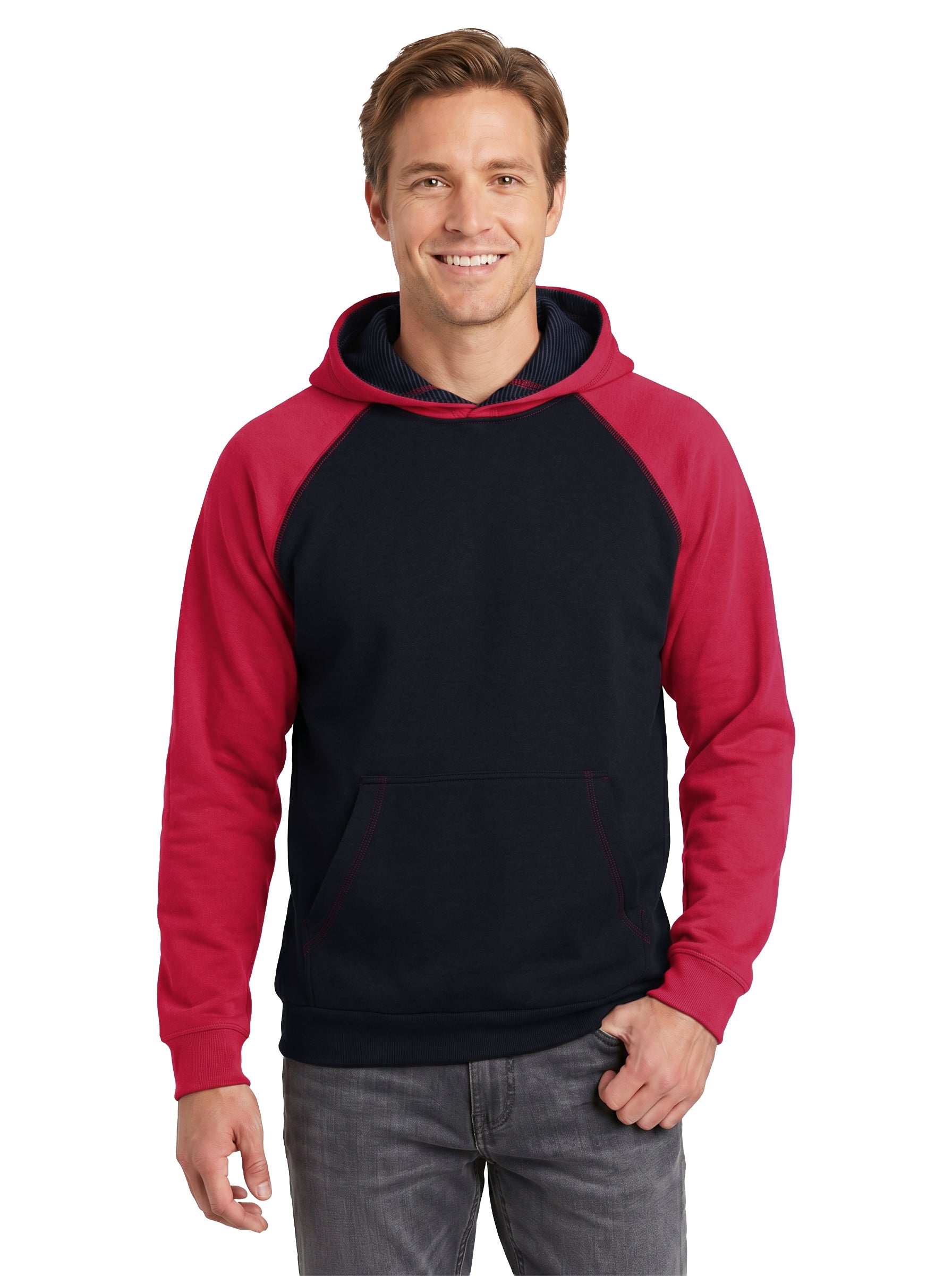 1737-CVC Unisex Cotton Polyester Fleece Two-Tone Raglan Pullover Hoodie